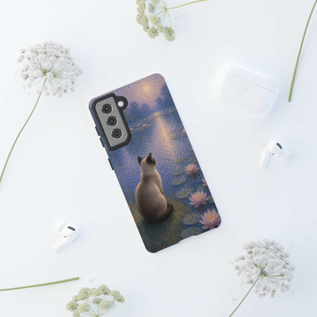 Cat Moonlight Phone Case — Serene Siamese by Lily Pond
