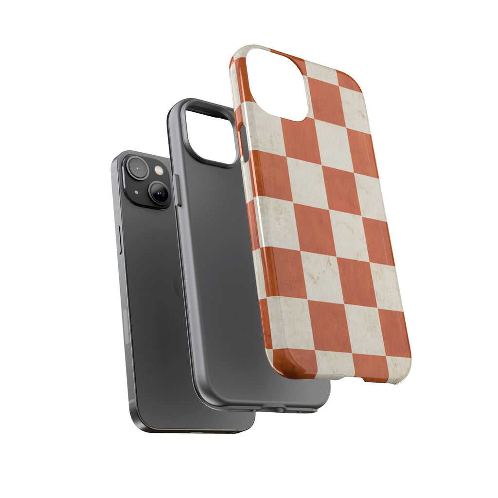 Vintage Orange Checkerboard Tough Phone Case