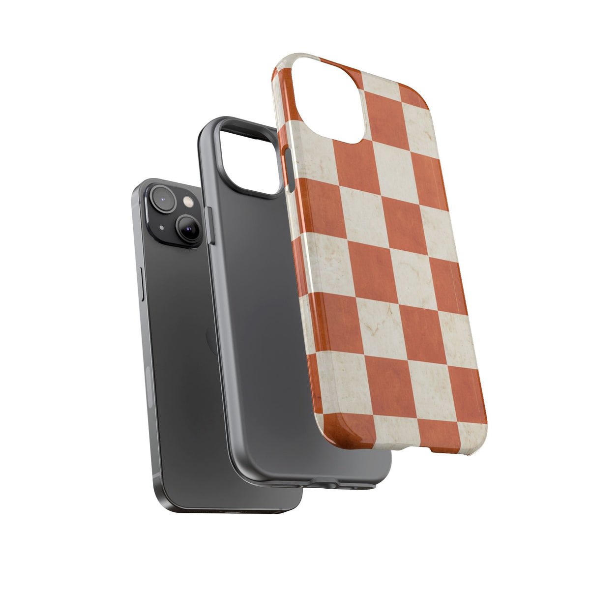 Vintage Orange Checkerboard Tough Phone Case