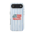 American Flag Watercolor Tough Phone Case — Blue Striped Patriotic Phone Case