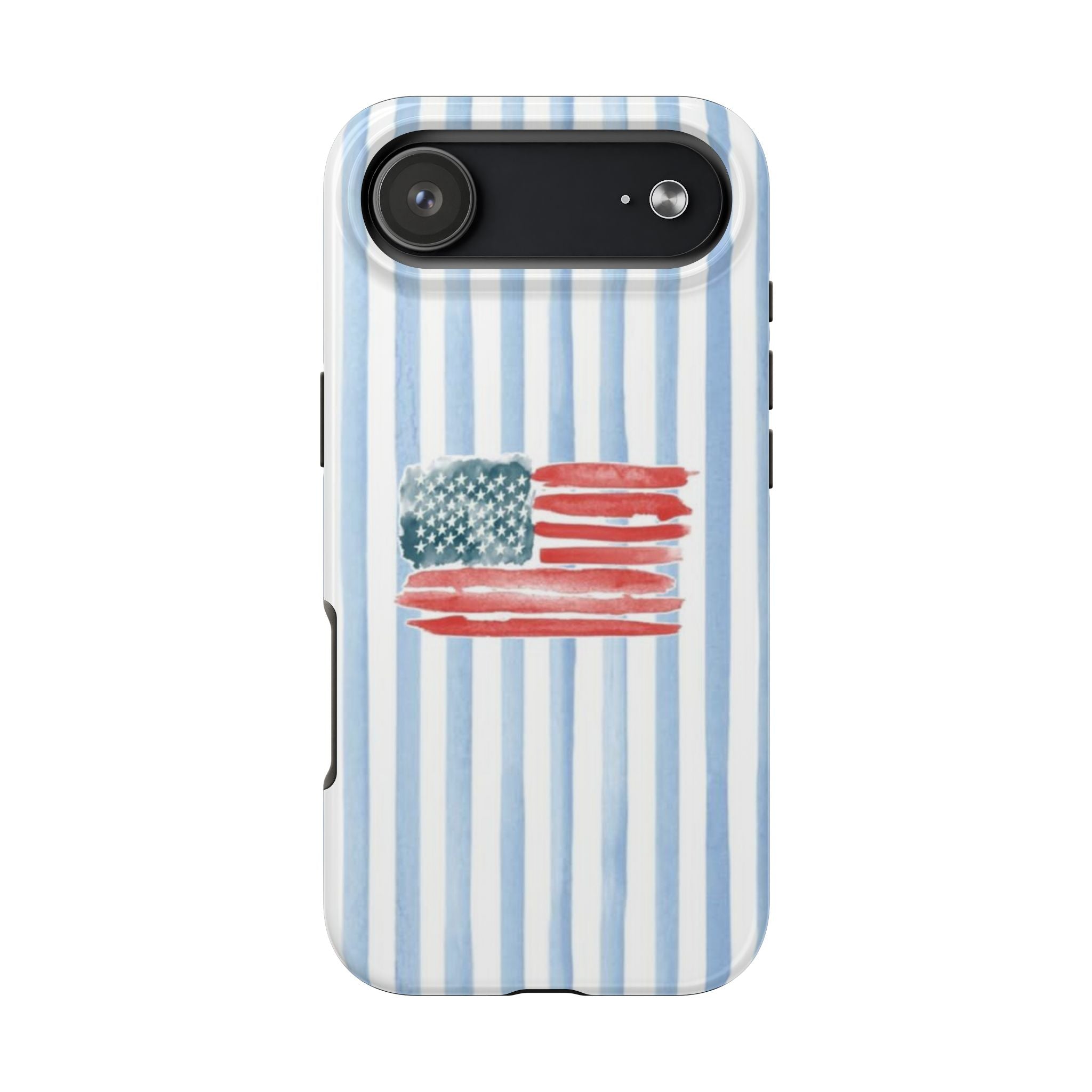 American Flag Watercolor Tough Phone Case — Blue Striped Patriotic Phone Case
