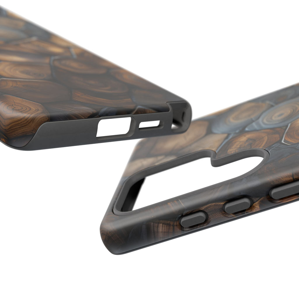 Wood Grain Hex Phone Case — Rustic Geometric iPhone Protection