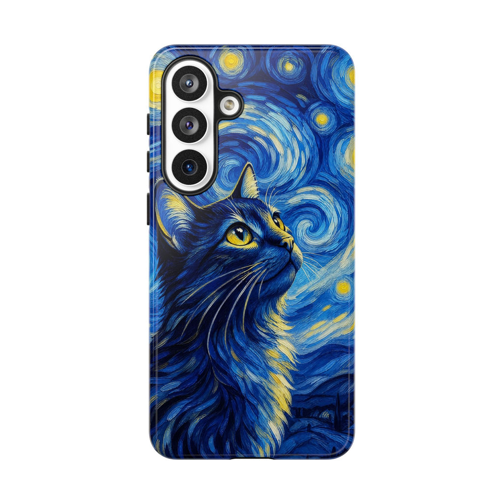 Starry Night Cat Phone Case — Van GoghStyle Blue Galaxy iPhone Cover