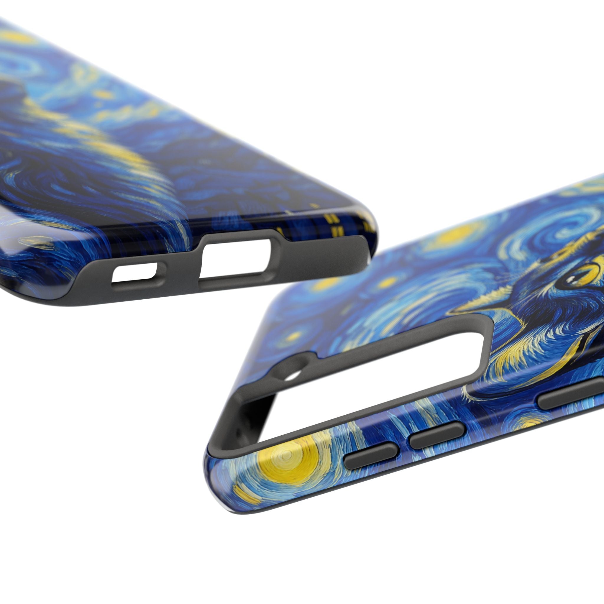 Starry Night Cat Tough Phone Case — Van Gogh Style Galaxy Kitten Protective Cover