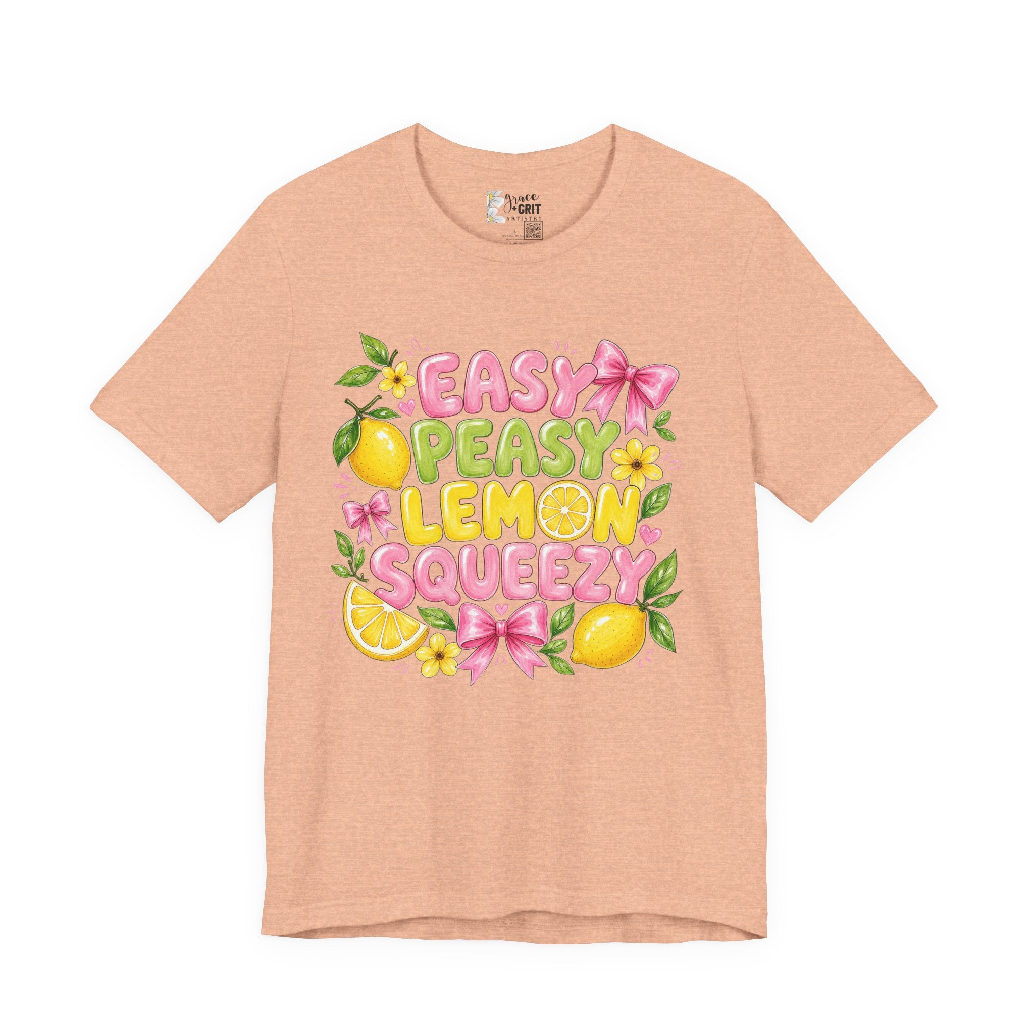 Easy Peasy Lemon Squeezy T-Shirt — Cute Citrus Floral Graphic Tee