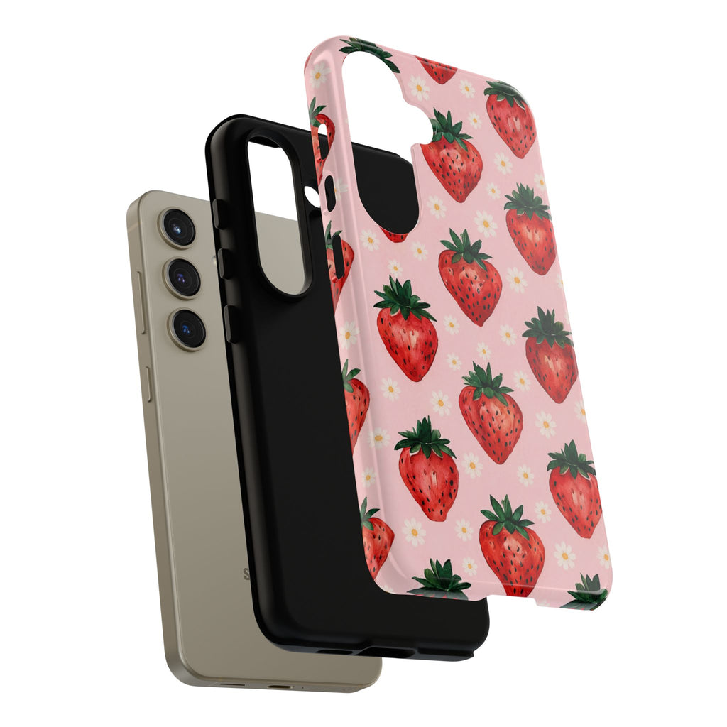 Strawberry Pattern Tough Case — Cute Pink Fruit Phone Case
