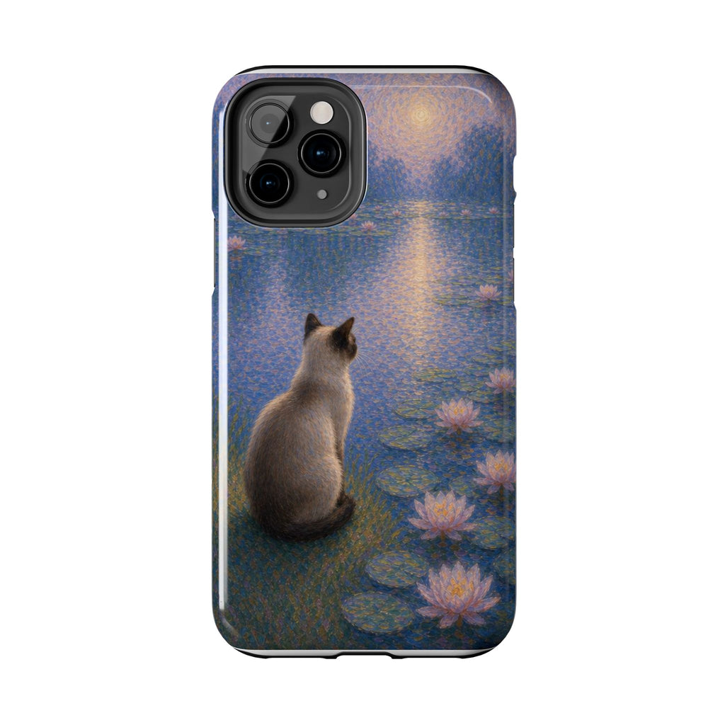 Siamese Cat by Moonlight Tough Phone Case – Waterlily Dream Protective Cover