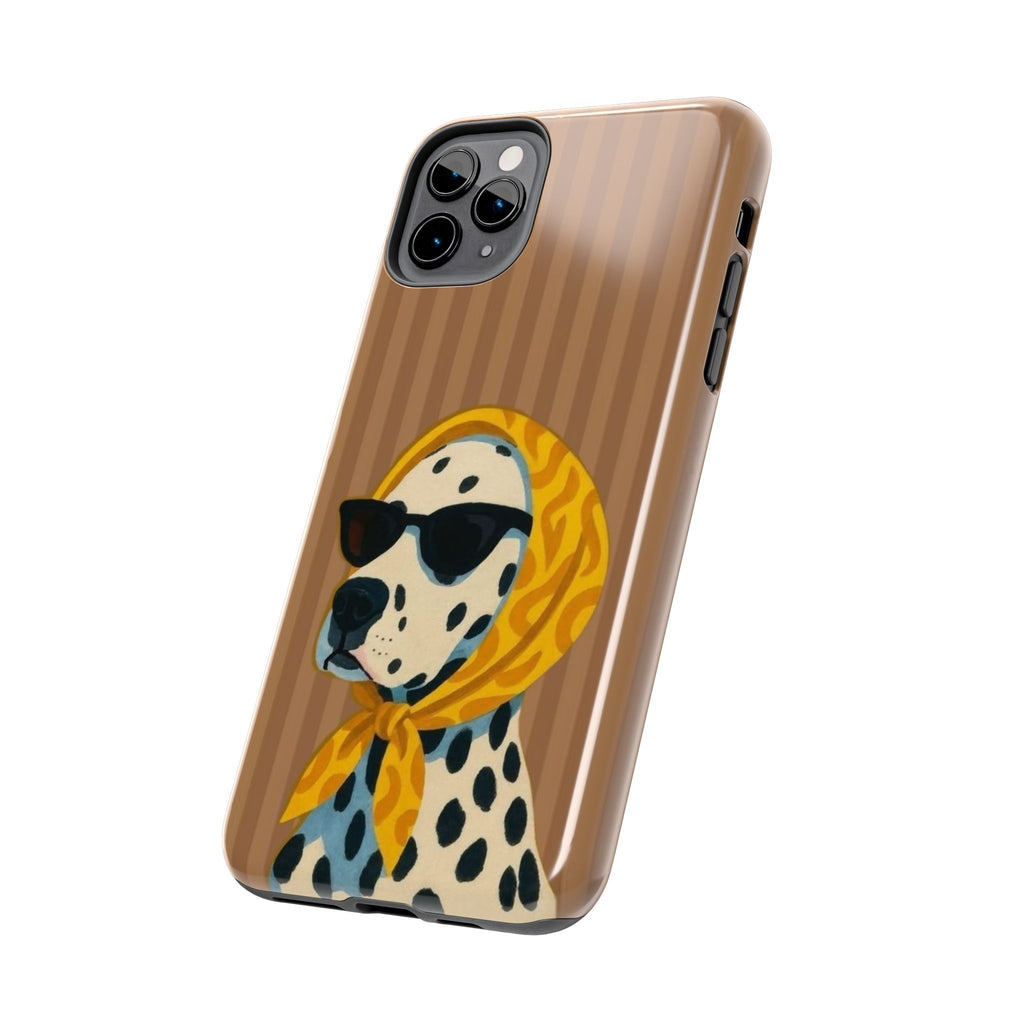 Dalmatian in Scarf Tough Phone Case — Retro Dog Print Protective Cover