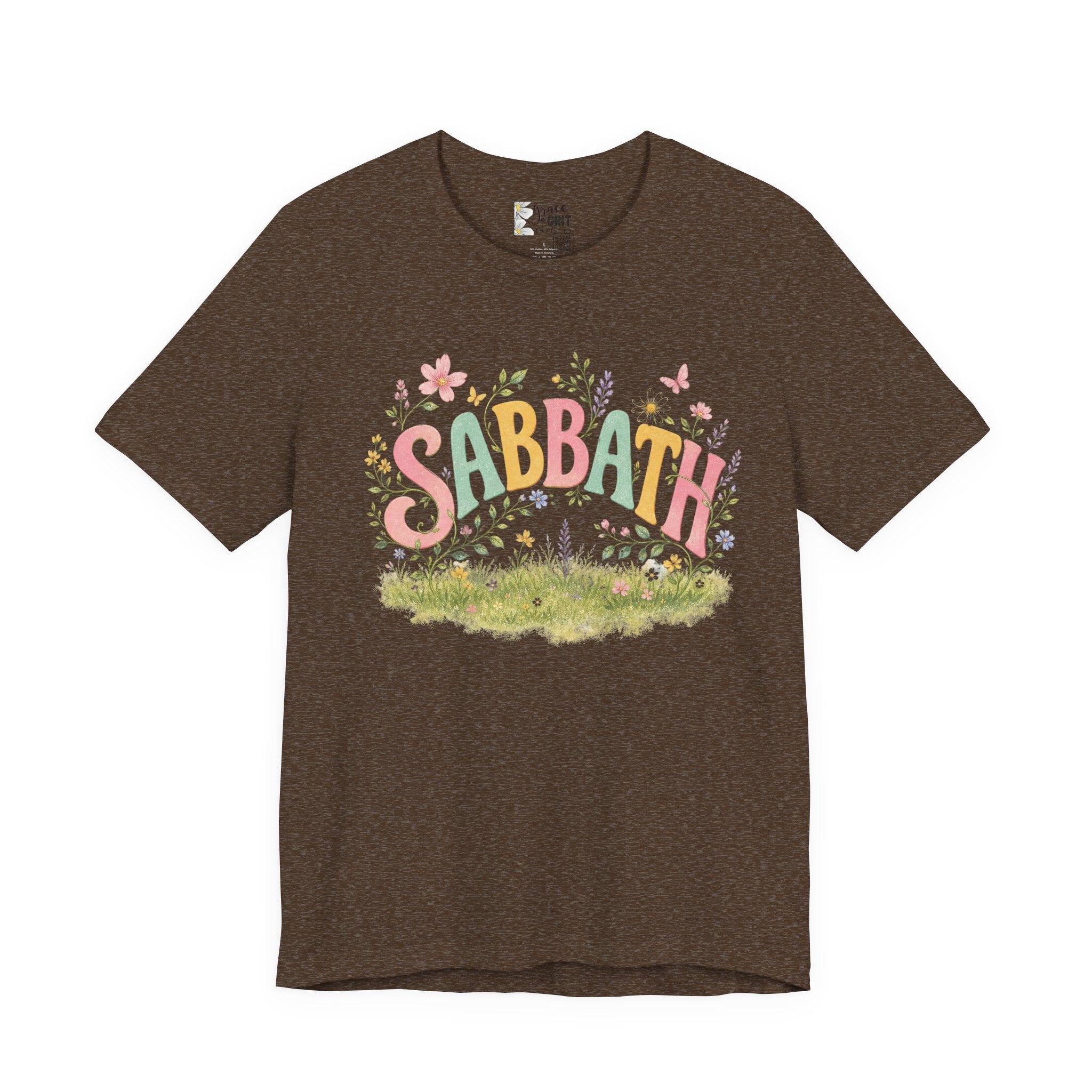 Sabbath Floral Script Tee | Pastel Flowers, Meadow Illustration