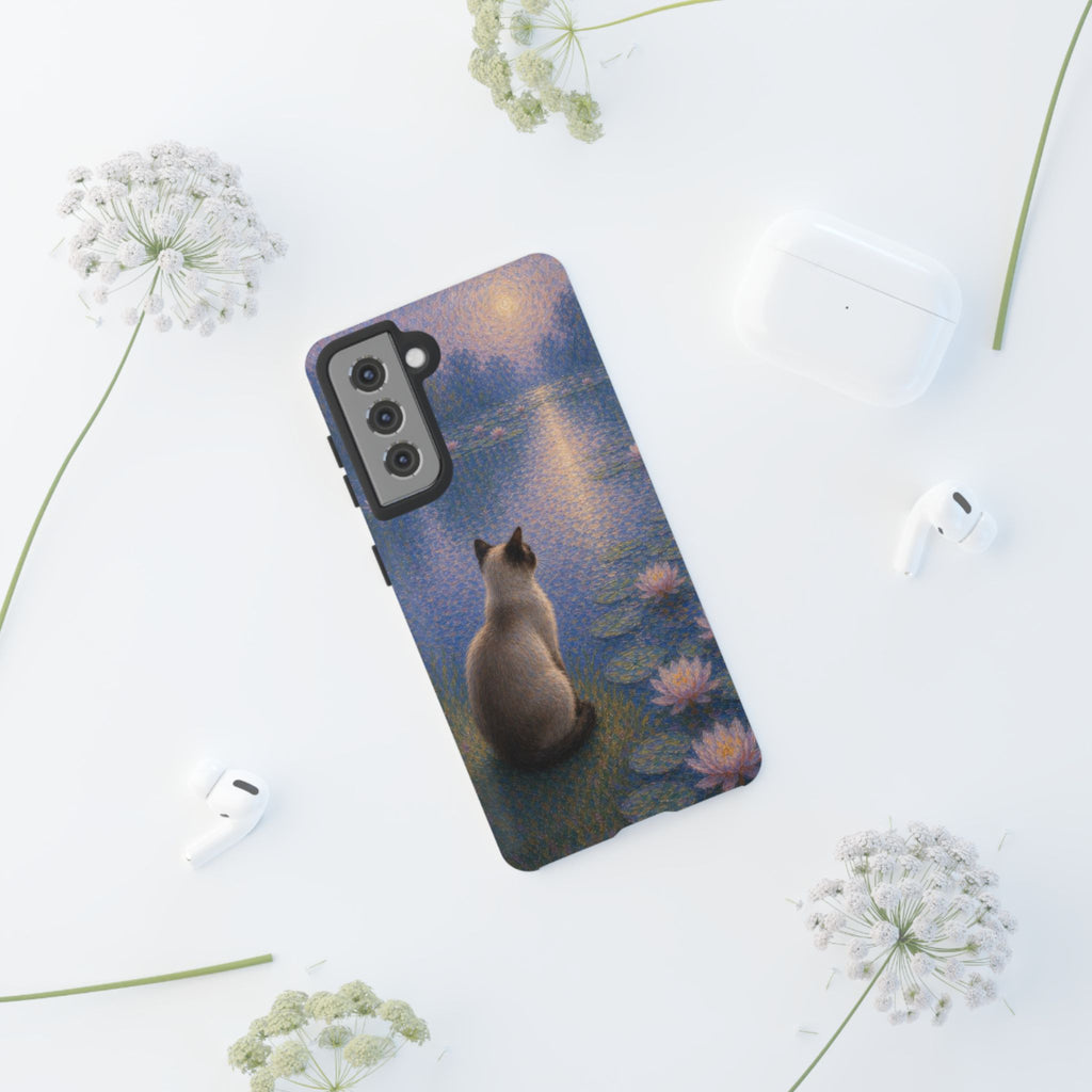 Cat Moonlight Phone Case — Serene Siamese by Lily Pond