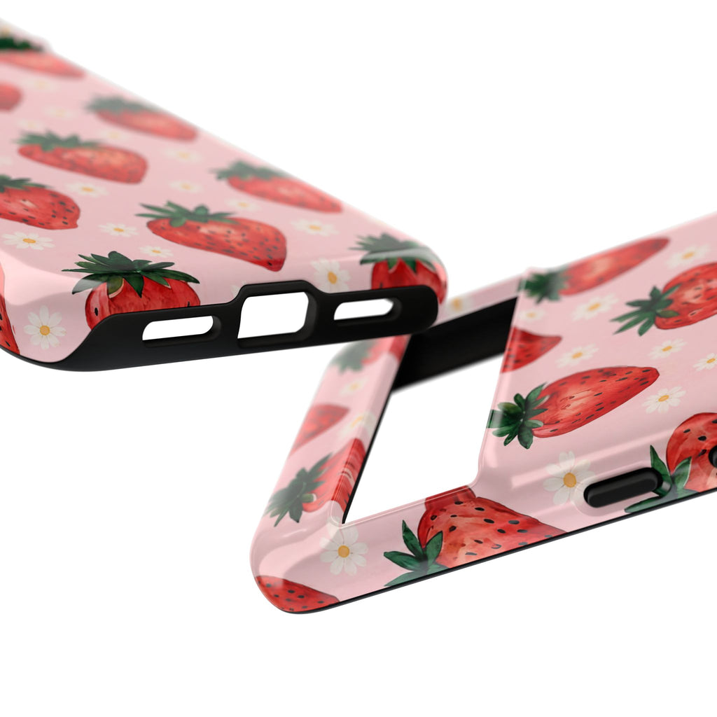 Strawberry Pattern Tough Case — Cute Pink Fruit Phone Case