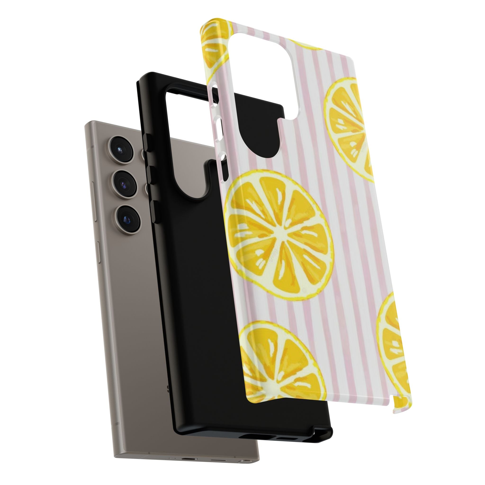 Lemon Slices Tough Case — Cute Pink Stripe Phone Cover