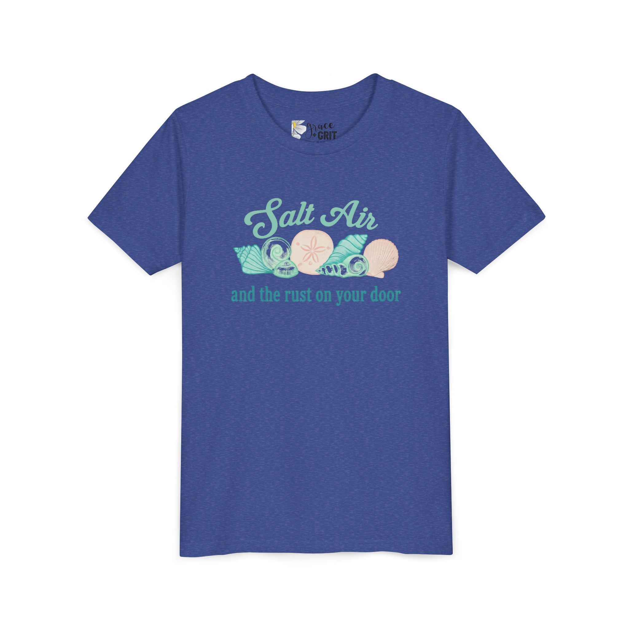 Salt Air seashells and the rust on your door Youth Tee | beach coastal design