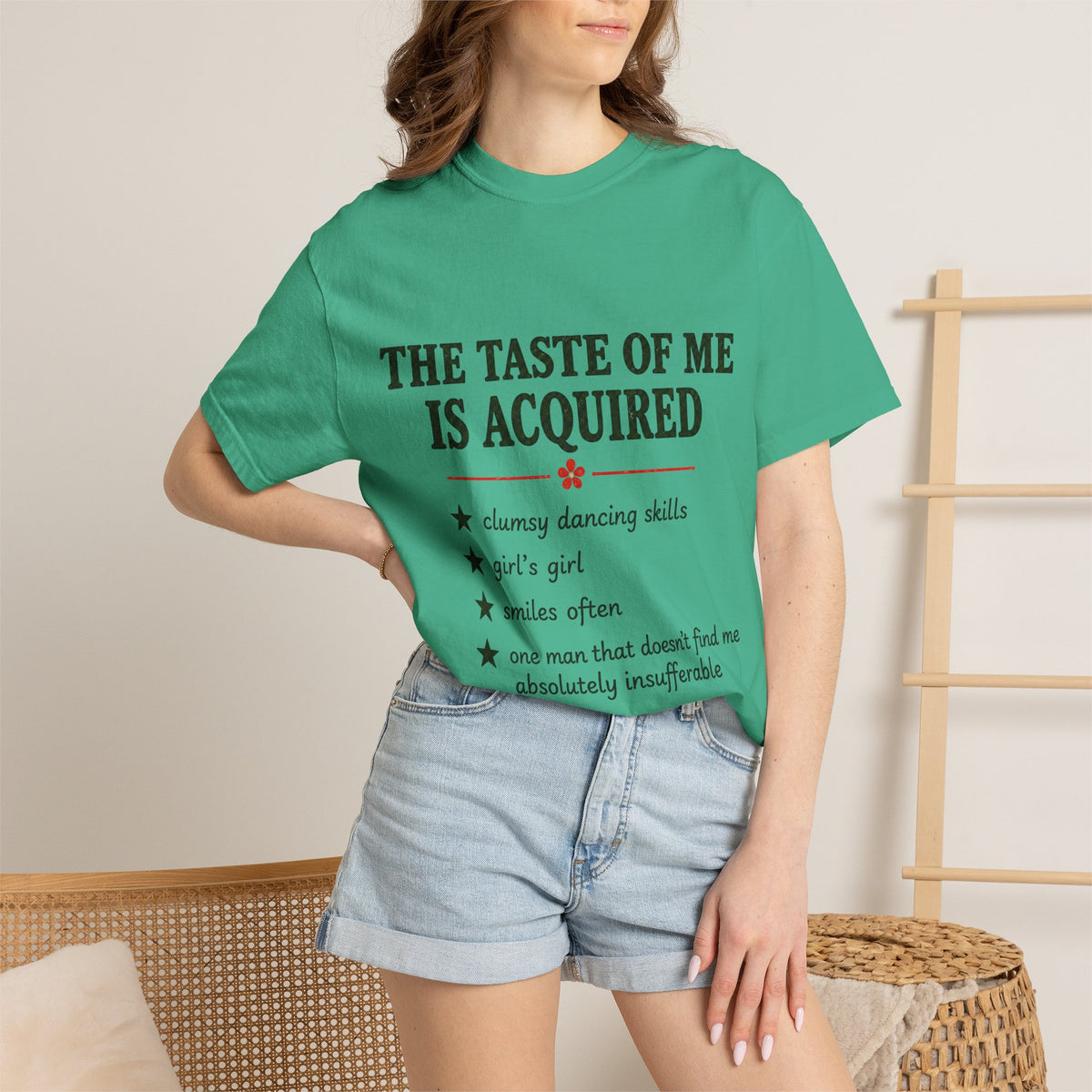 T-Shirt — "The Taste of Me Is Acquired" Funny Self-Description Tee