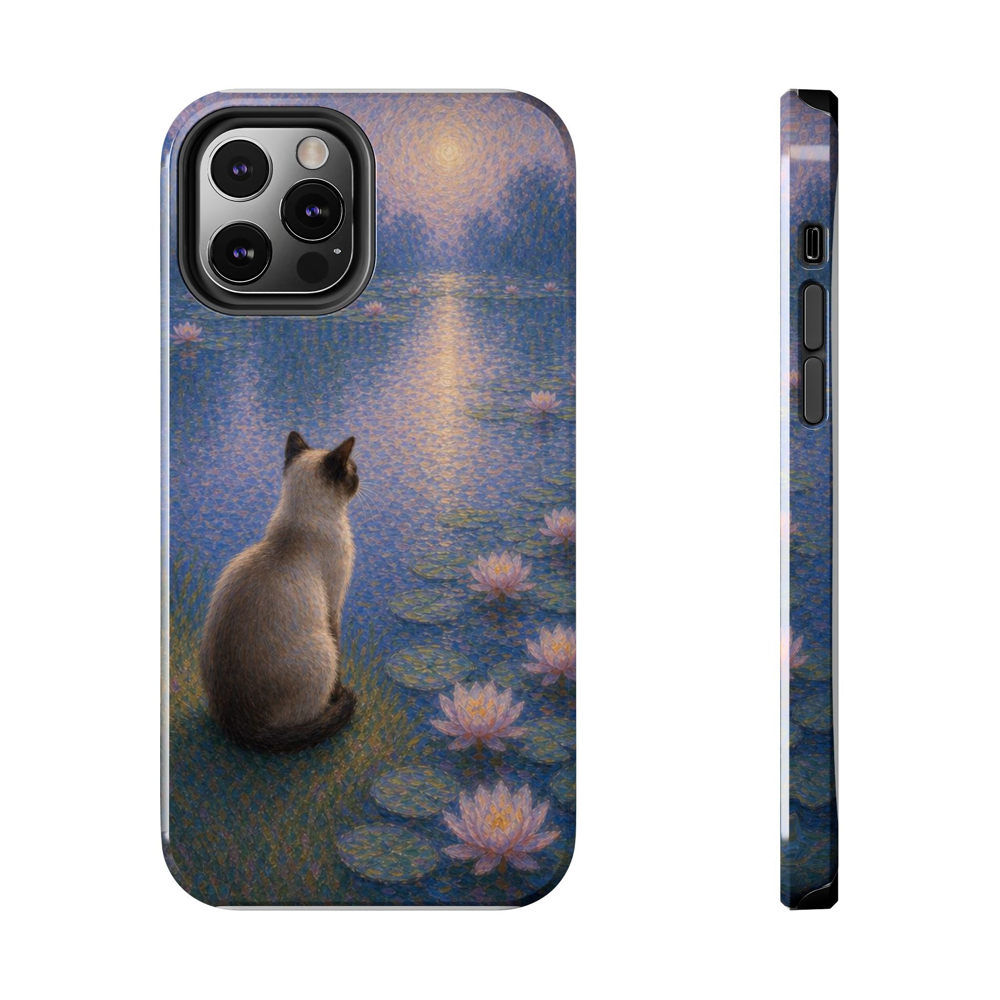 Siamese Cat by Moonlight Tough Phone Case – Waterlily Dream Protective Cover