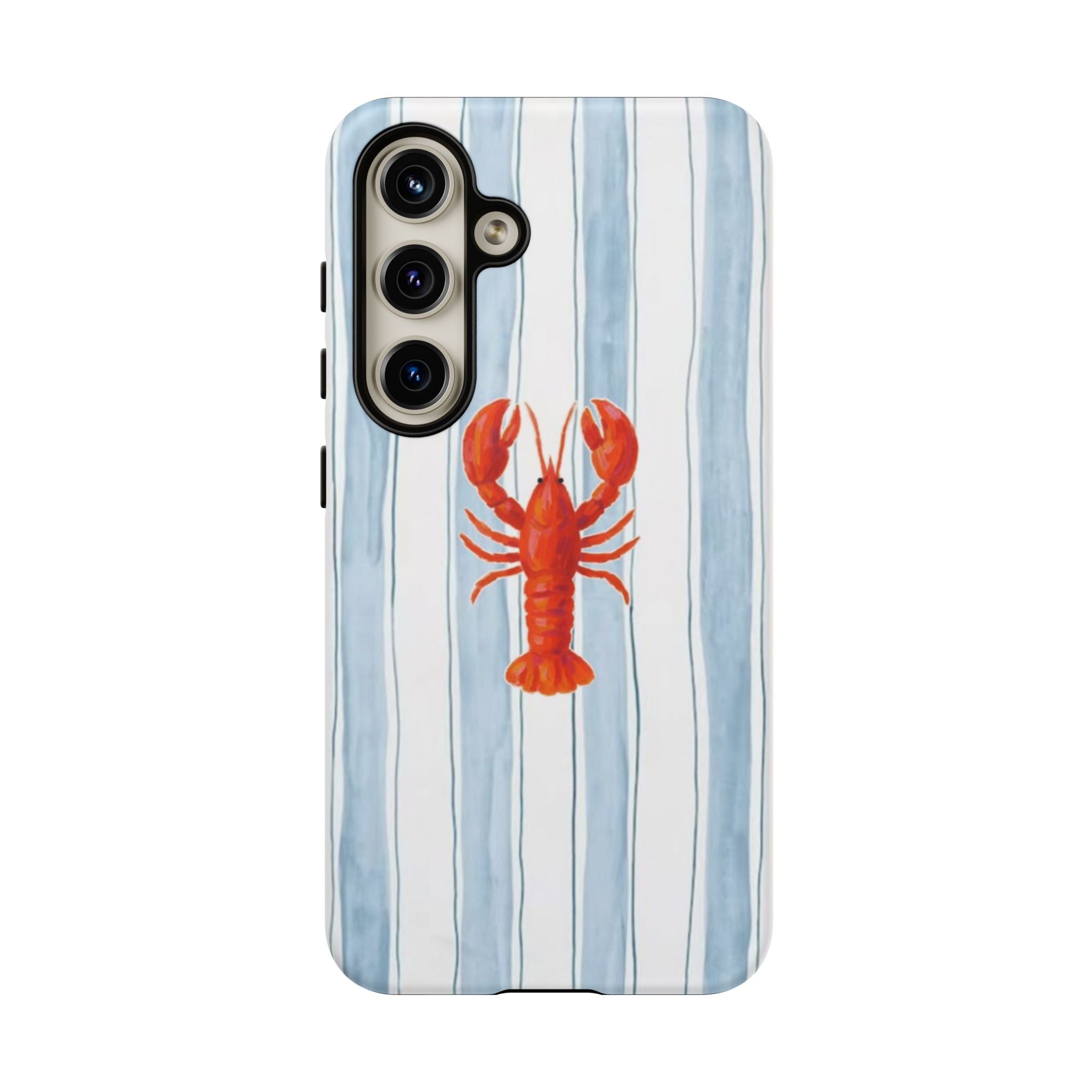 Lobster Stripe Phone Case — Nautical Blue & White Protective Cover