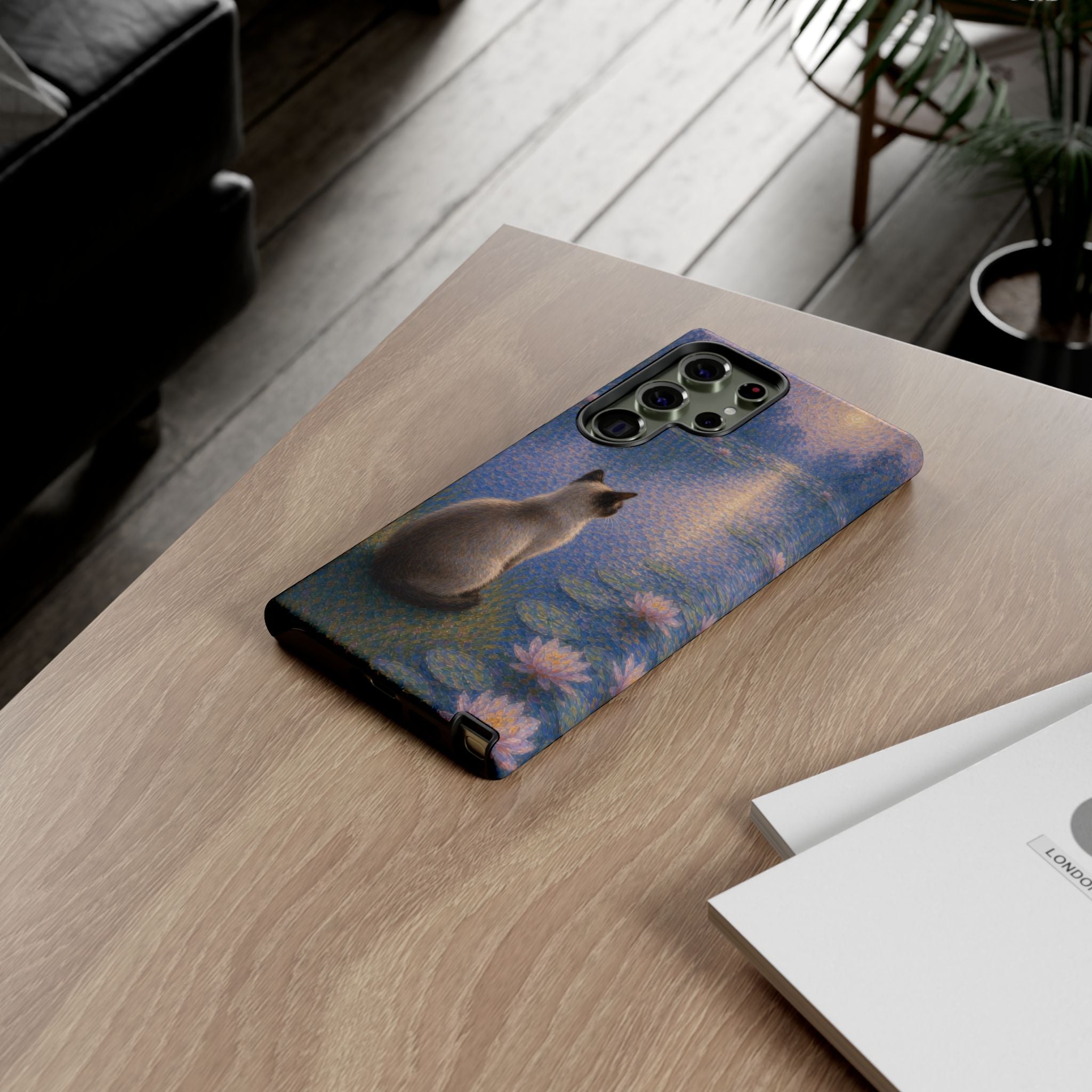 Cat Moonlight Phone Case — Serene Siamese by Lily Pond