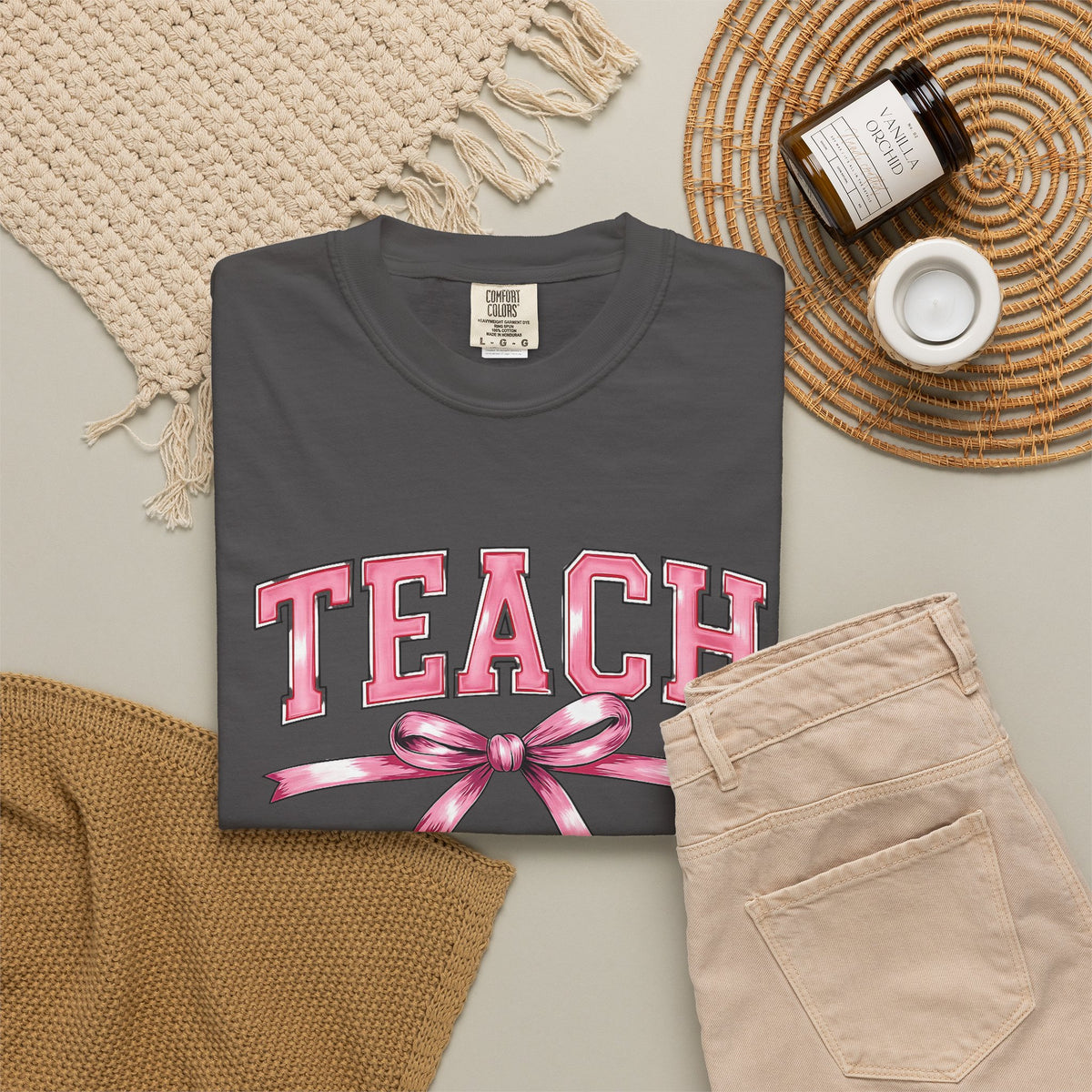Teach Pink Bow Teacher T-Shirt