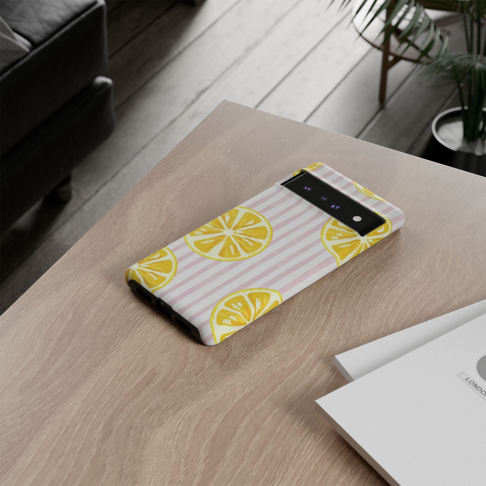 Lemon Slices Tough Case — Cute Pink Stripe Phone Cover