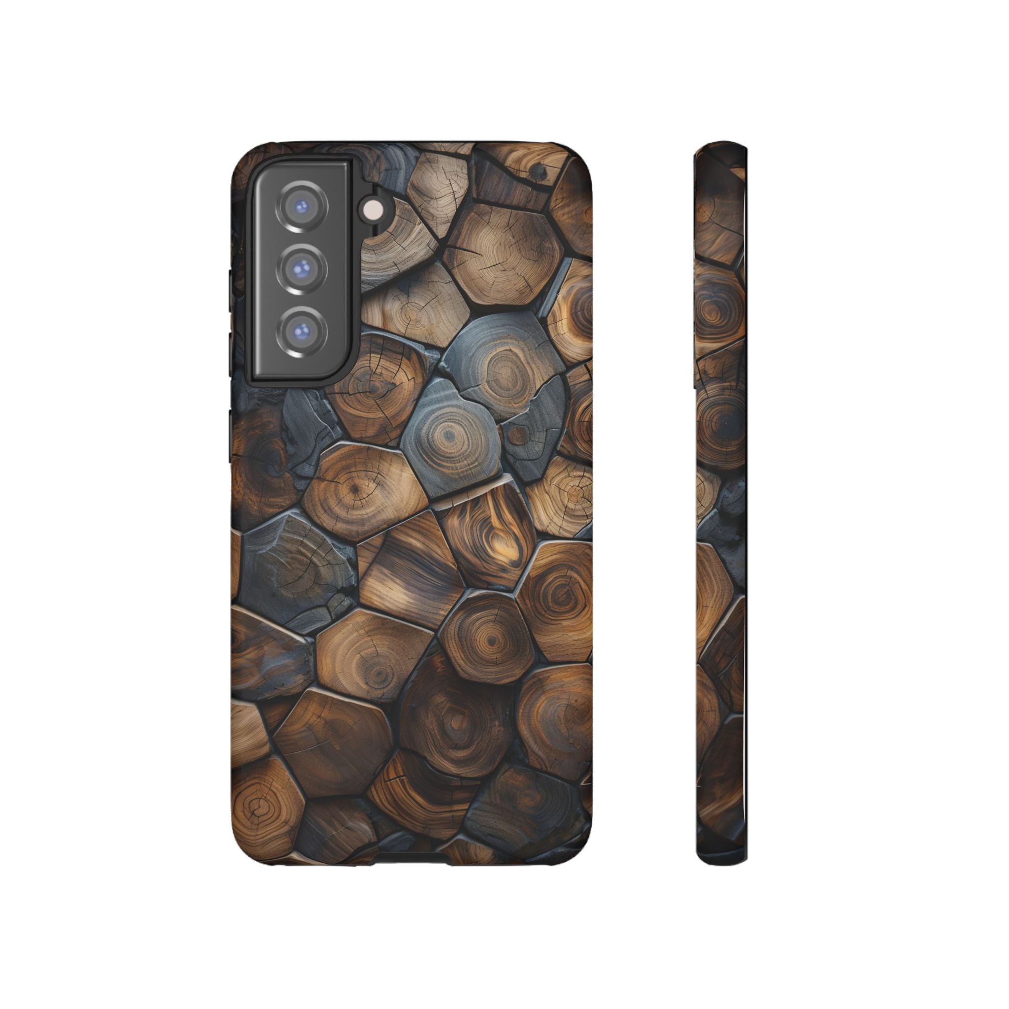 Wood Grain Hex Phone Case — Rustic Geometric iPhone Protection