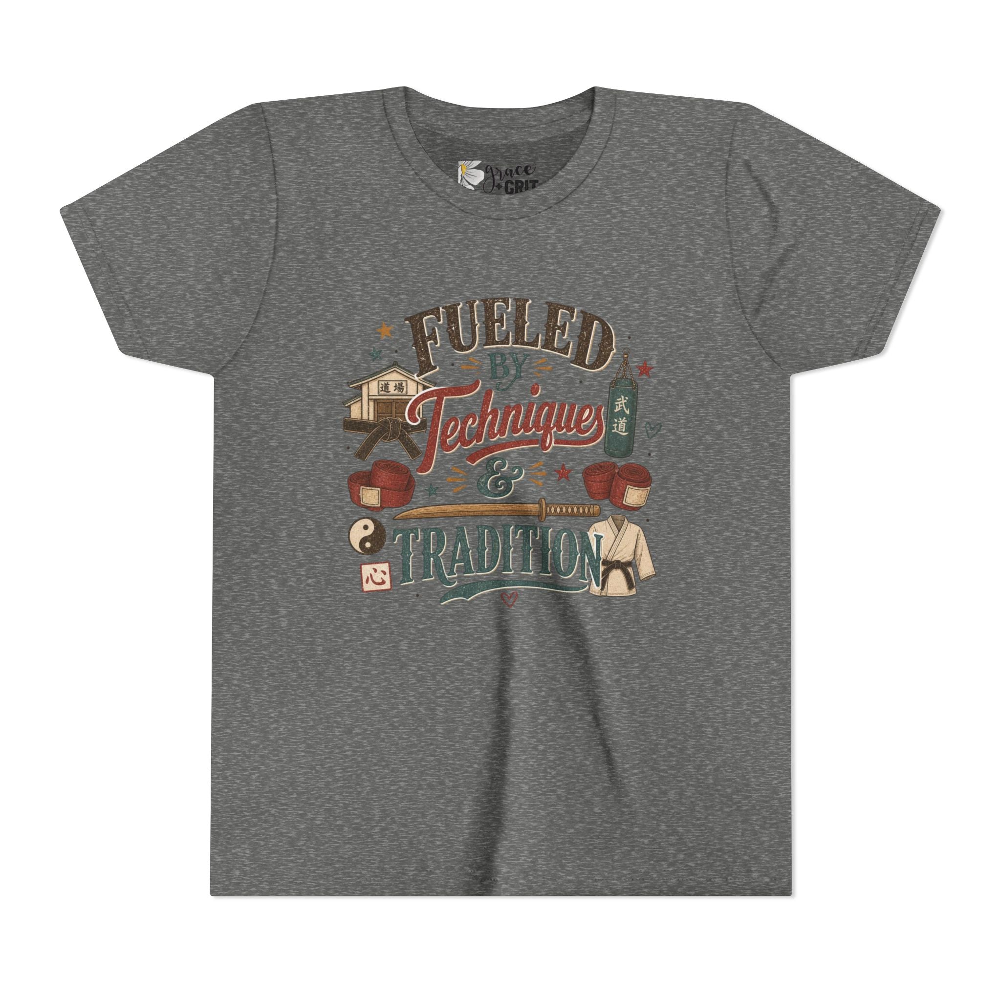 Fueled by Techniques & Tradition Youth Tee | Martial Arts Karate Graphic Shirt