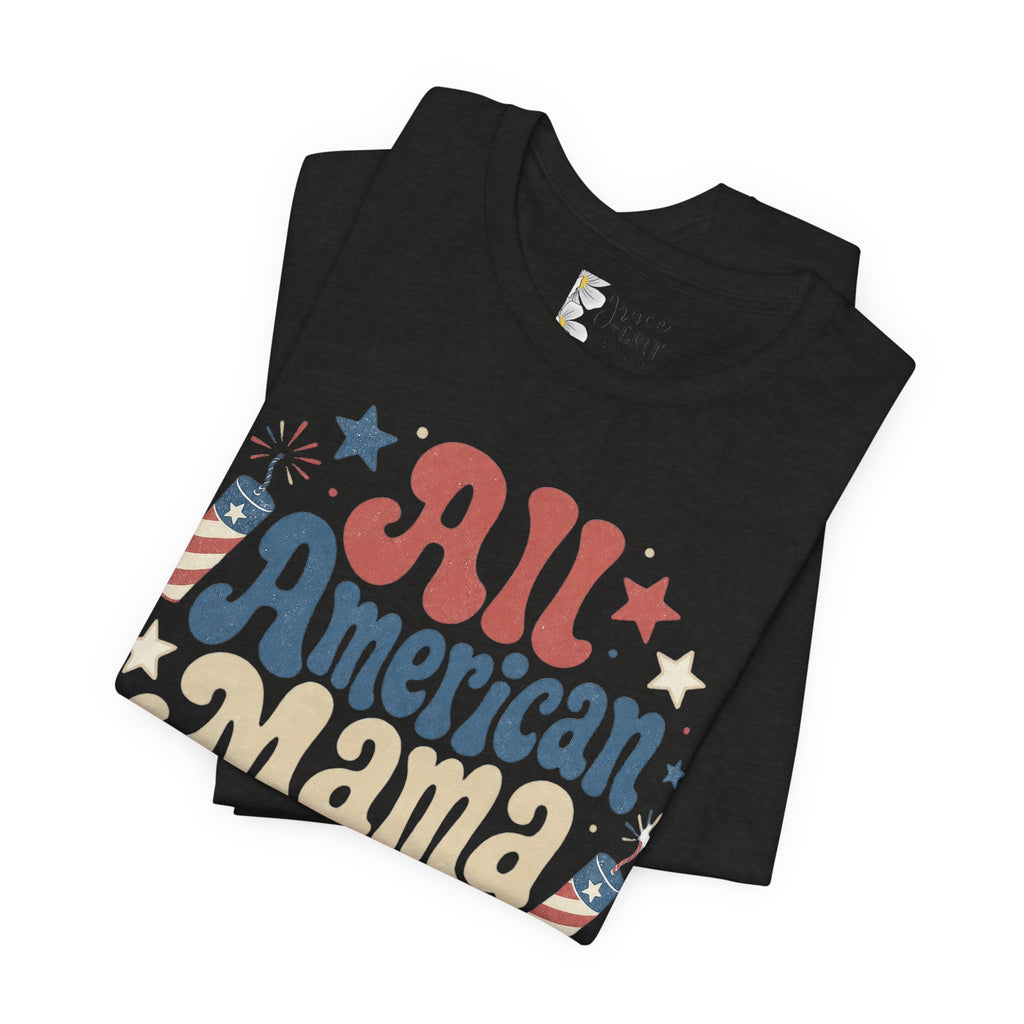 All American Mama T-Shirt – Vintage Patriotic Mom Tee (4th of July)