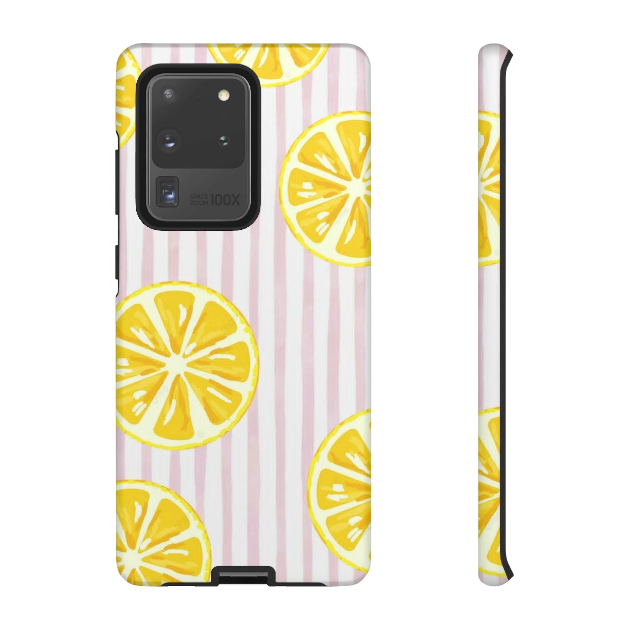 Lemon Slices Tough Case — Cute Pink Stripe Phone Cover