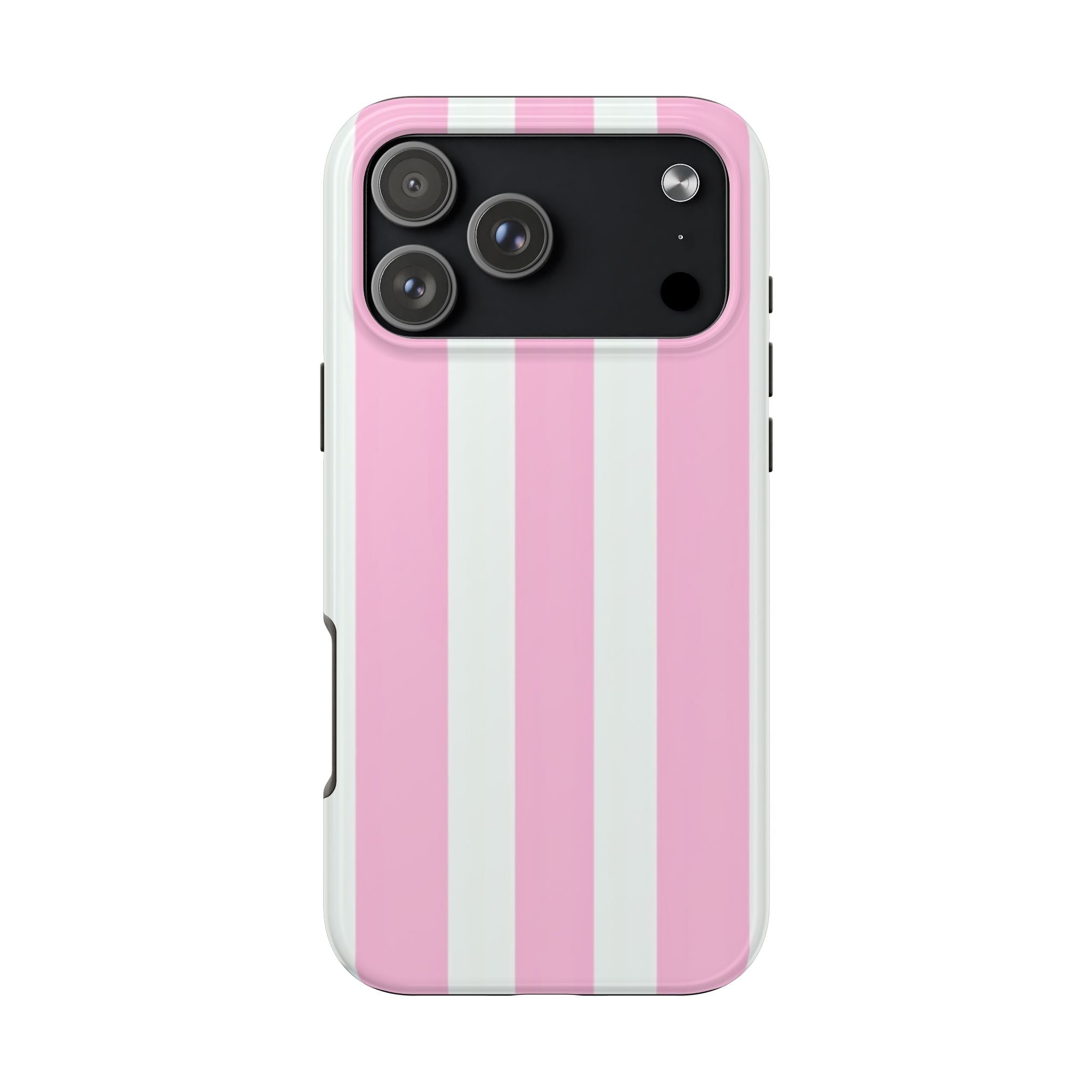 Pink & White Stripe Tough Phone Case — Protective Stripe iPhone Cover