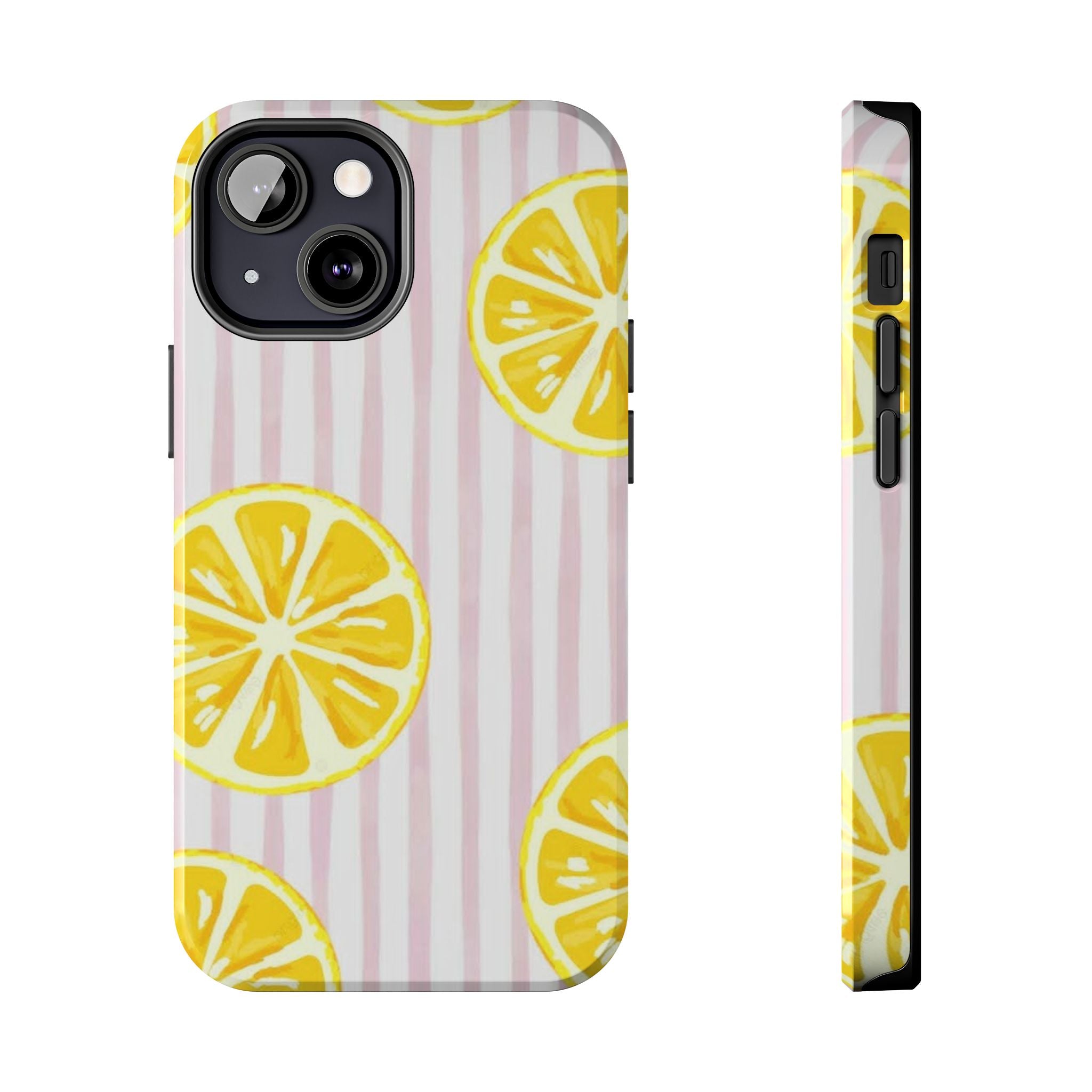 Lemon Slice Tough Phone Case — Pink Stripe Summer Protective Cover