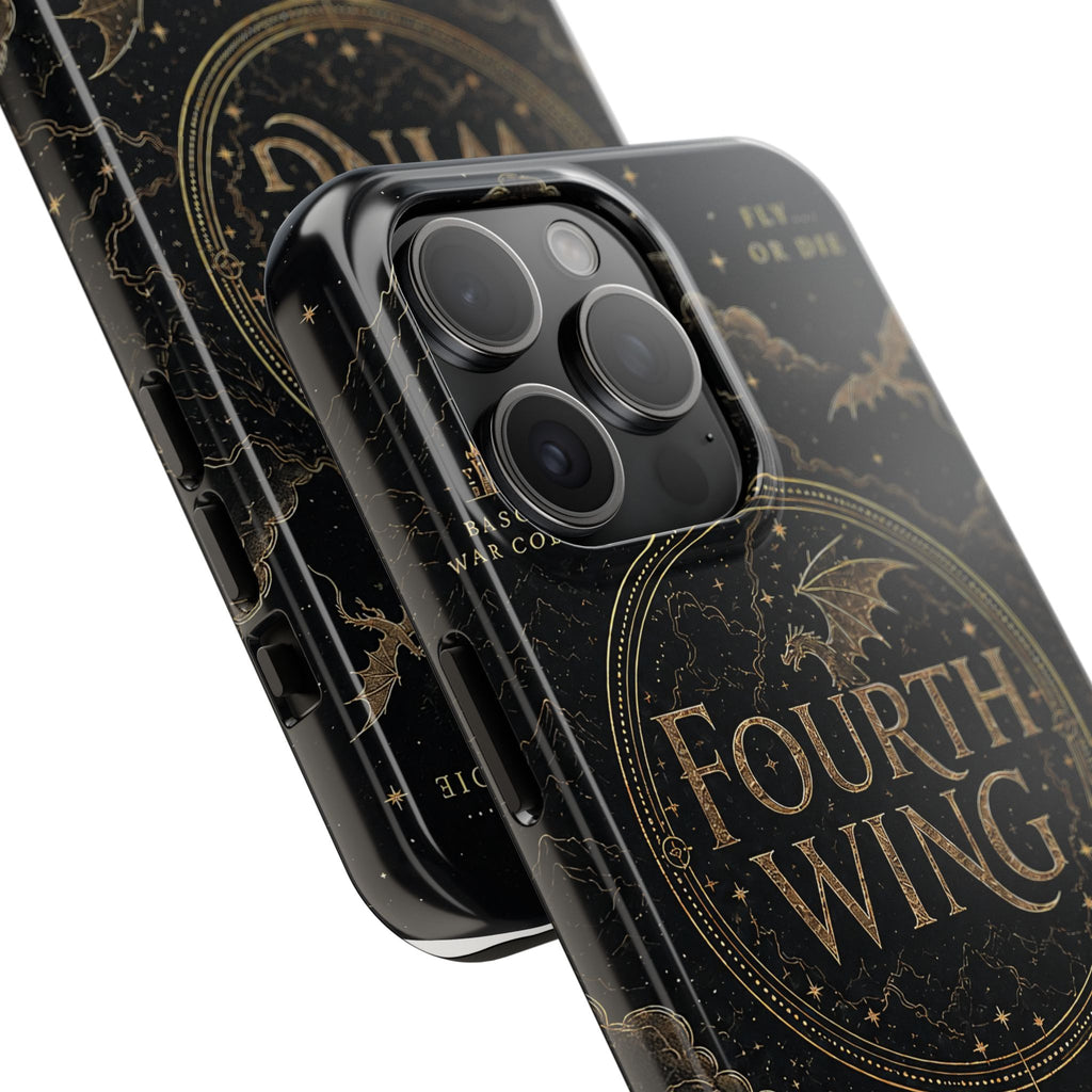 Fourth Wing Tough Phone Case — Dark Fantasy Dragon Design, 'Fly or Die' Quote