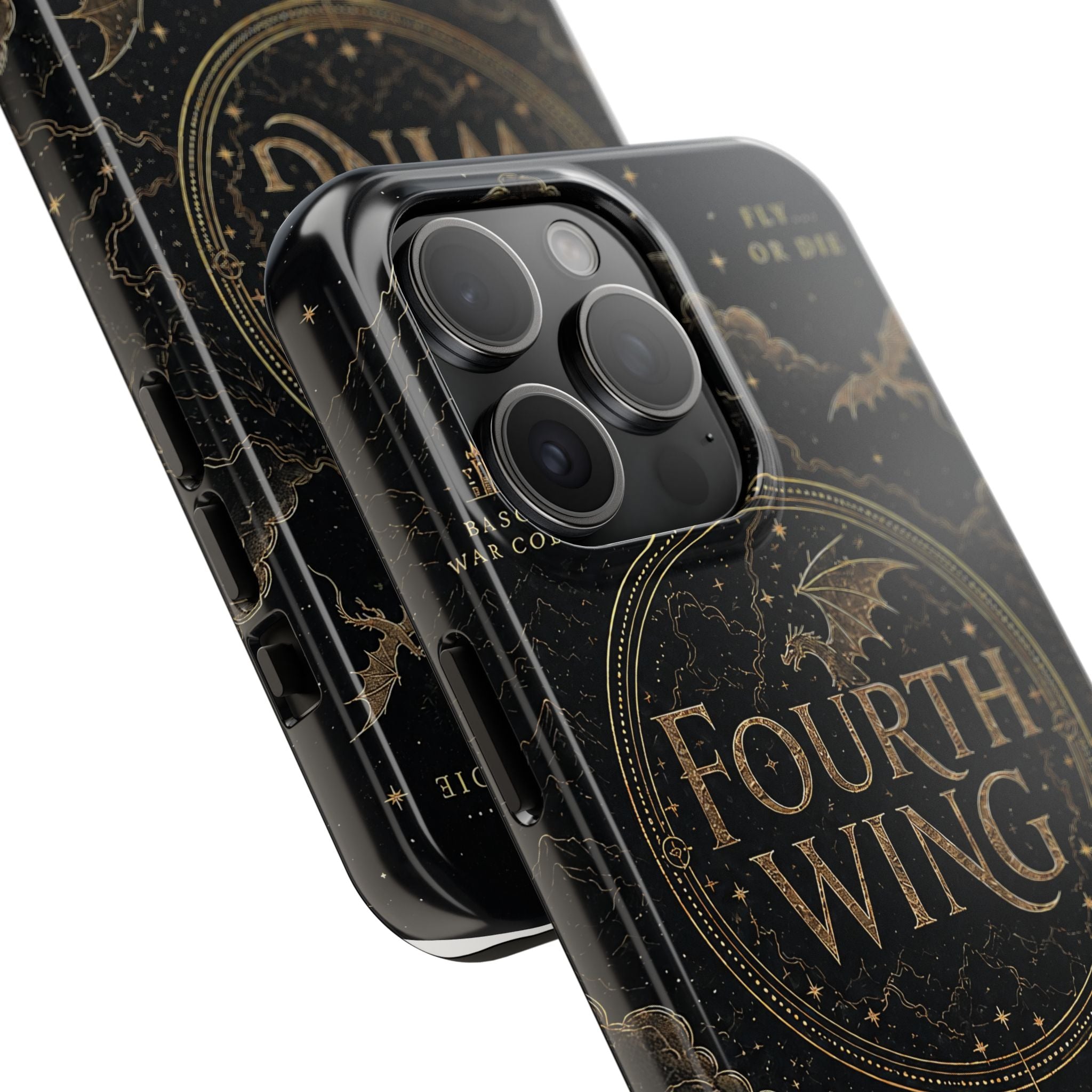 Fourth Wing Tough Phone Case — Dark Fantasy Dragon Design, 'Fly or Die' Quote
