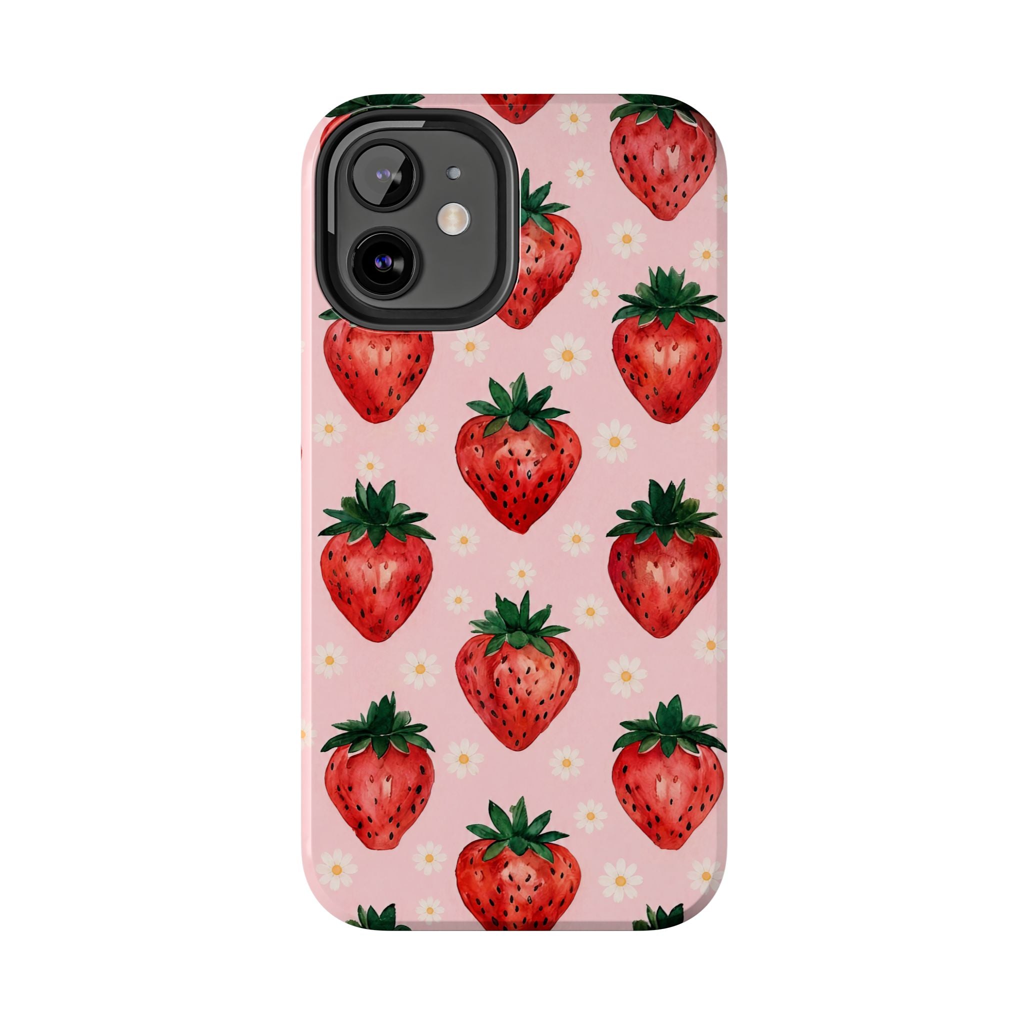 Strawberry Pattern Tough Phone Case — Cute Pink Fruit iPhone/Android Protection