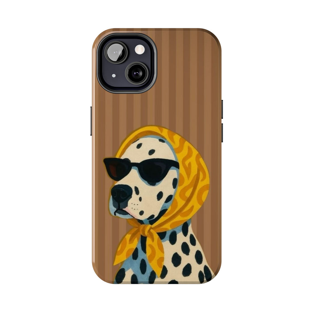 Dalmatian in Scarf Tough Phone Case — Retro Dog Print Protective Cover