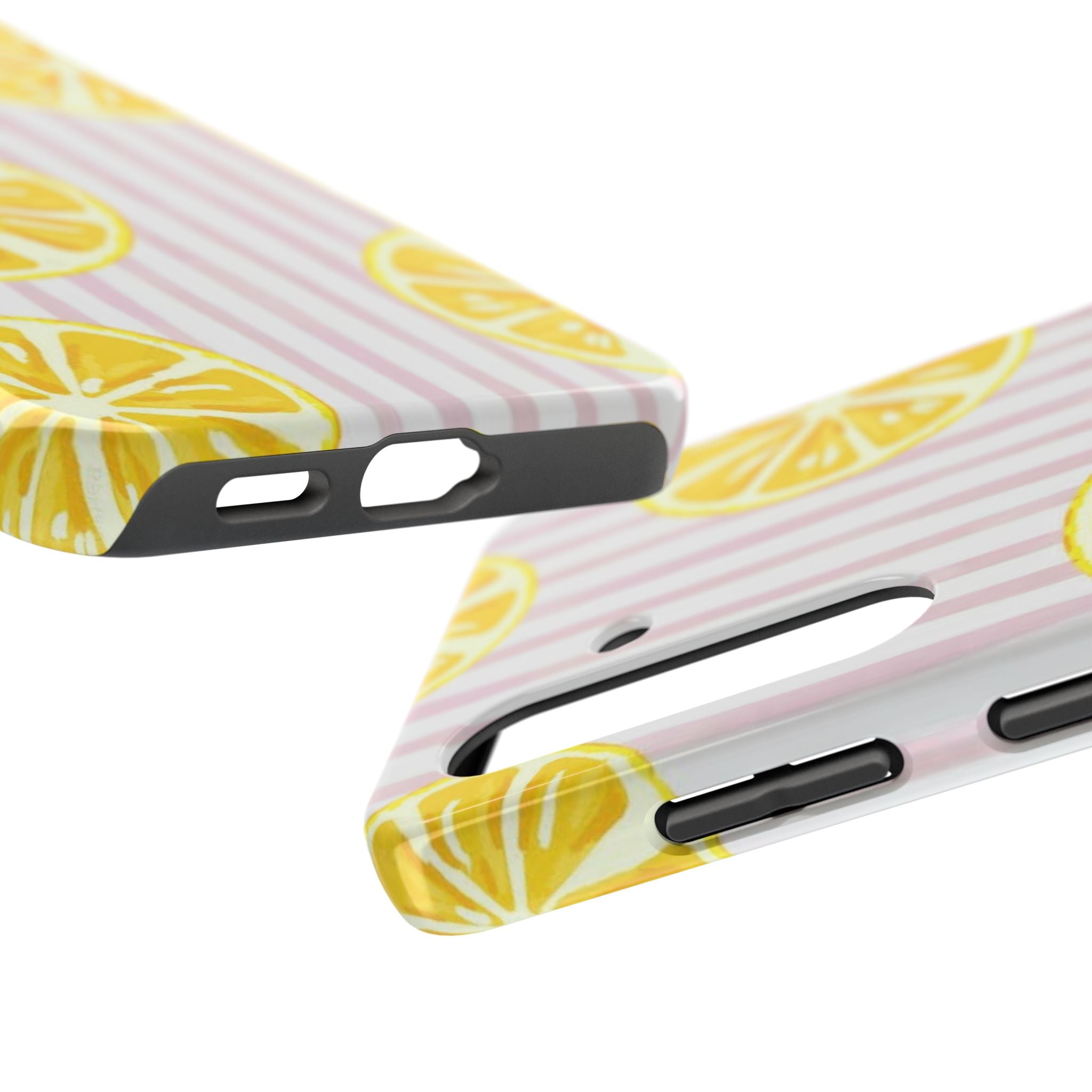 Lemon Slice Tough Phone Case — Pink Stripe Summer Protective Cover