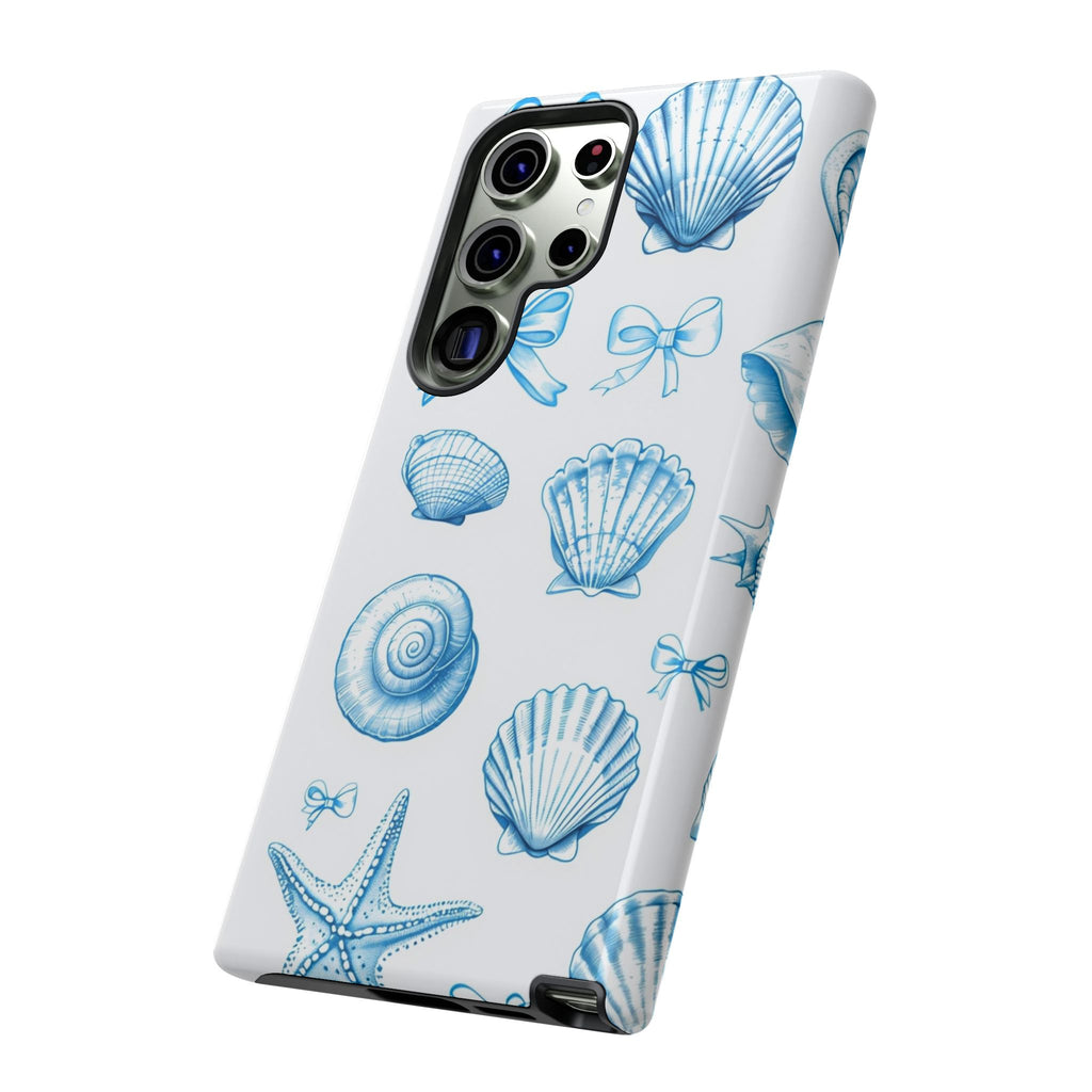 Seaside Shells Phone Case — Blue Nautical Shell & Starfish Pattern