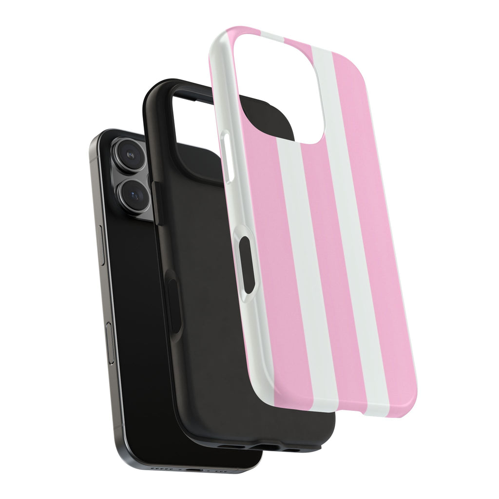 Pink & White Stripe Tough Phone Case — Protective Stripe iPhone Cover