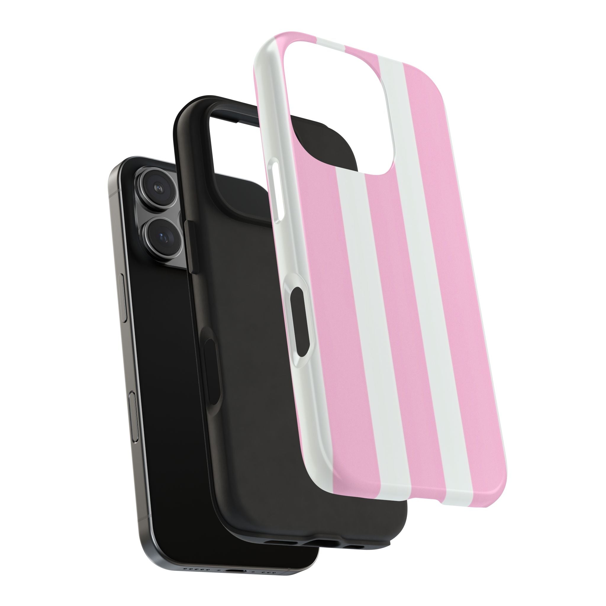 Pink & White Stripe Tough Phone Case — Protective Stripe iPhone Cover