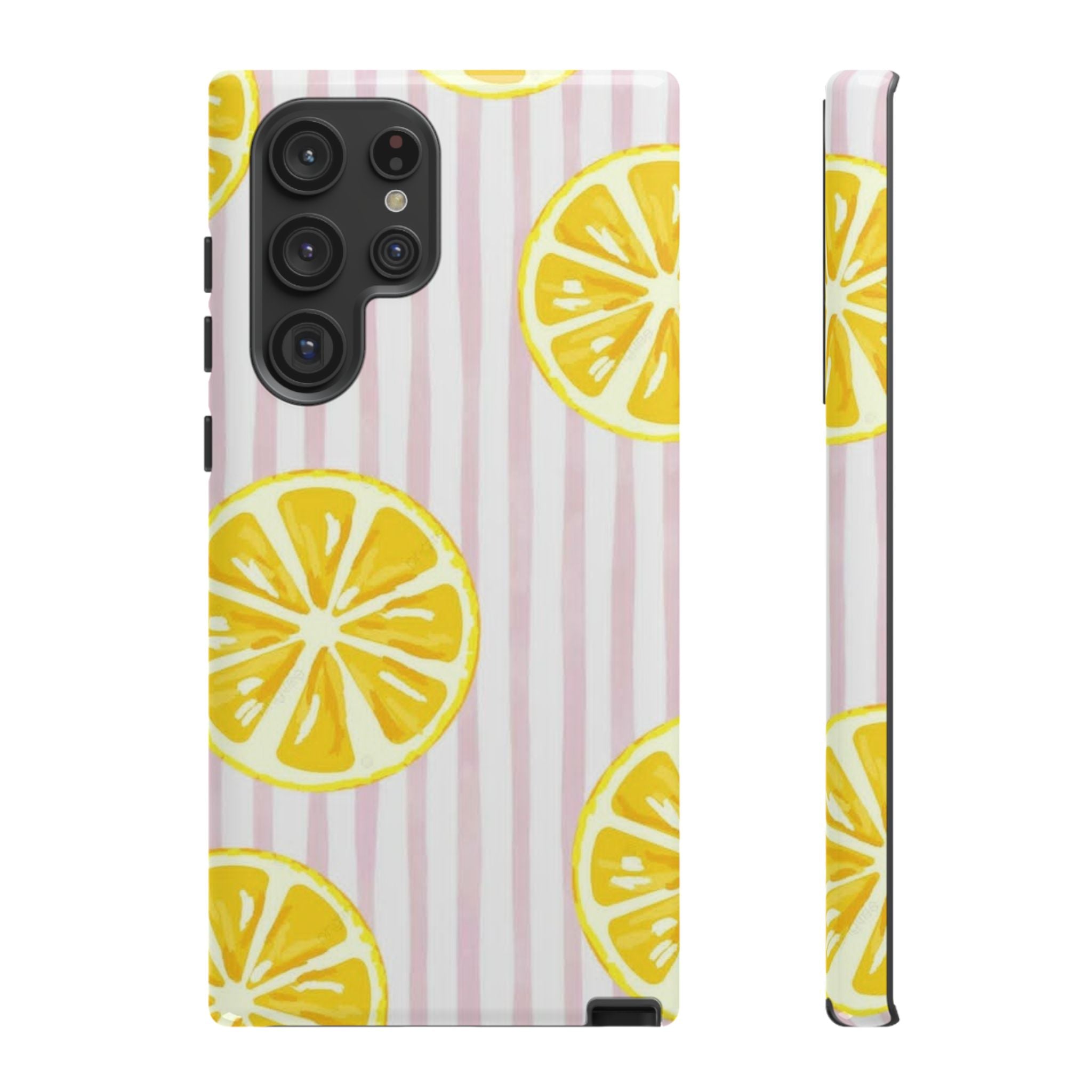 Lemon Slices Tough Case — Cute Pink Stripe Phone Cover