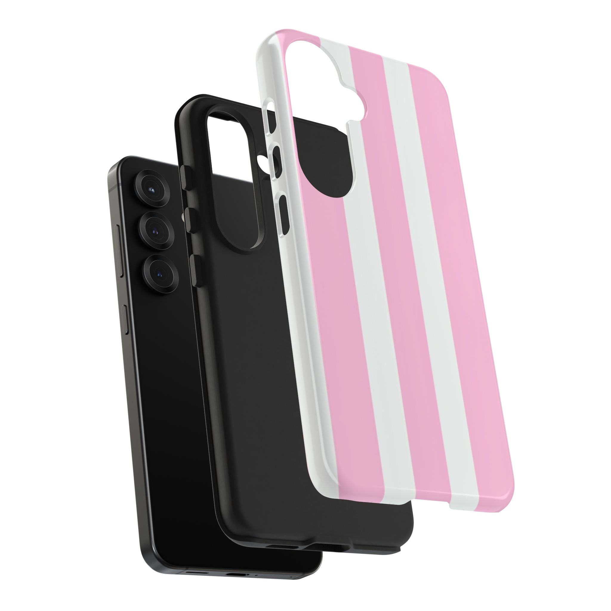 Pink & White Stripe Tough Phone Case — Protective Stripe iPhone Cover