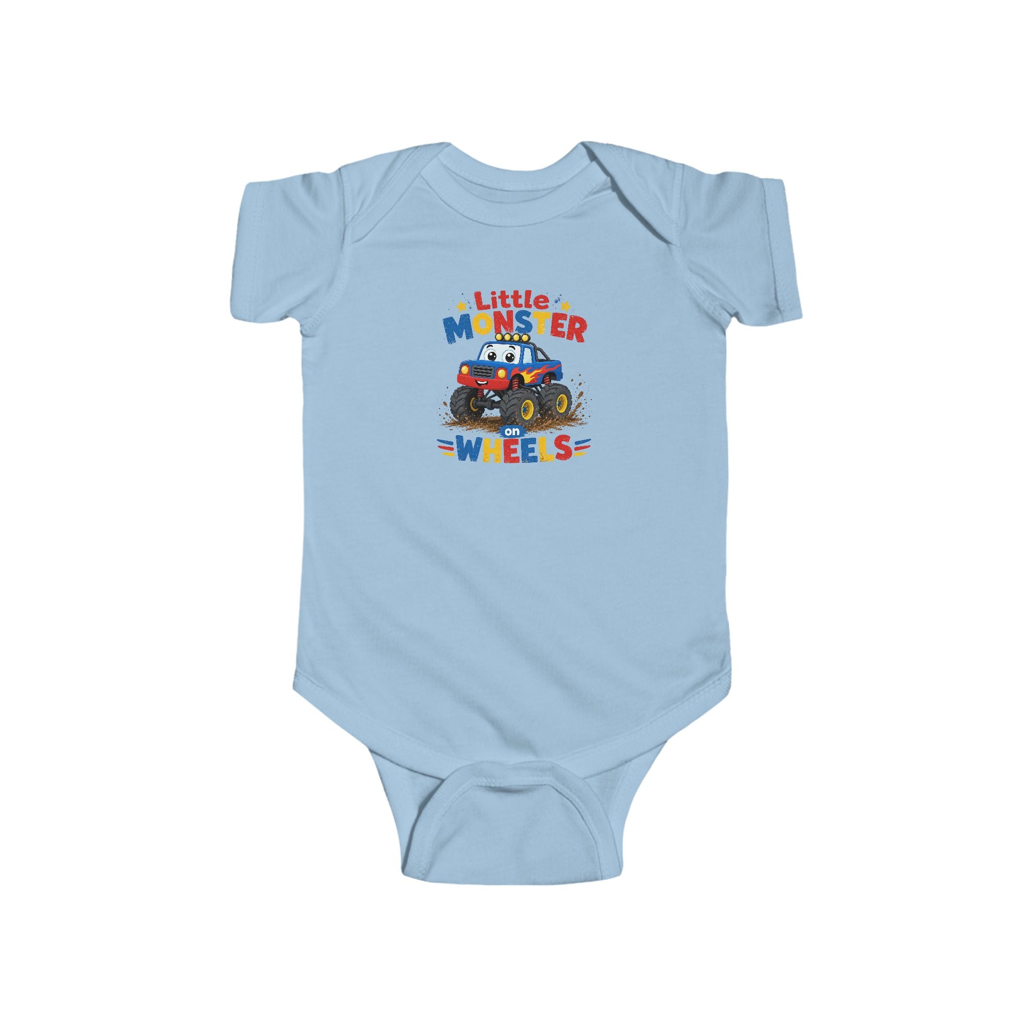 Little Monster on Wheels Baby Bodysuit - Cute Monster Truck Infant Onesie