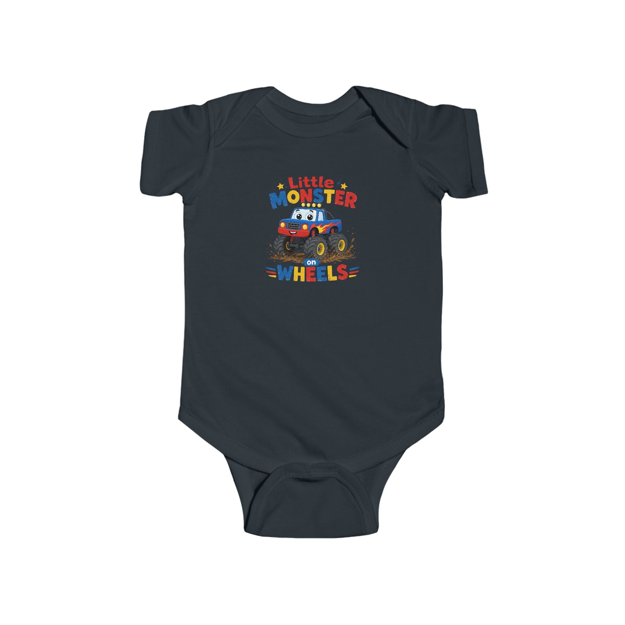Little Monster on Wheels Baby Bodysuit - Cute Monster Truck Infant Onesie