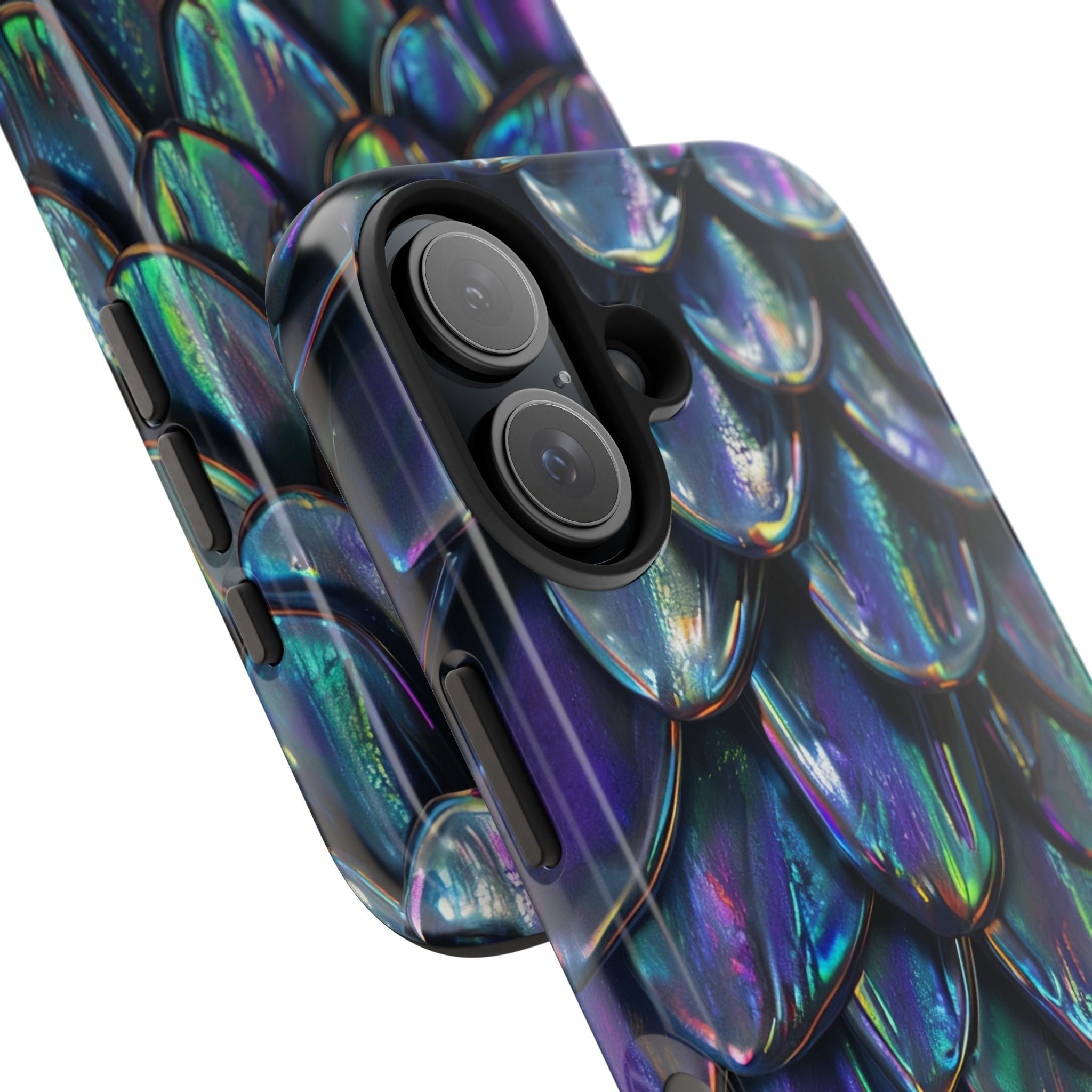 Holographic Mermaid Scale Tough Phone Case — Iridescent Protective Phone Cover