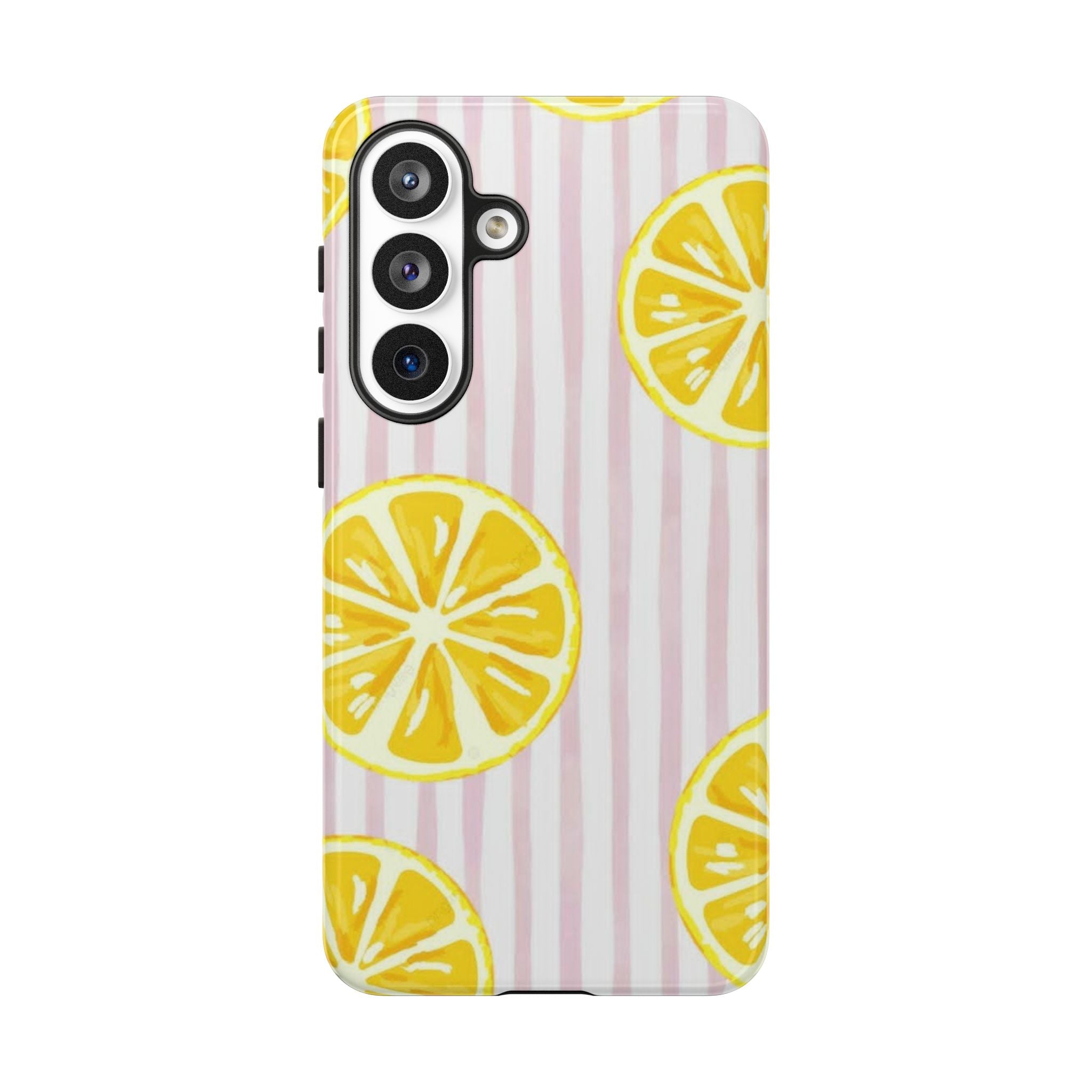 Lemon Slices Tough Case — Cute Pink Stripe Phone Cover