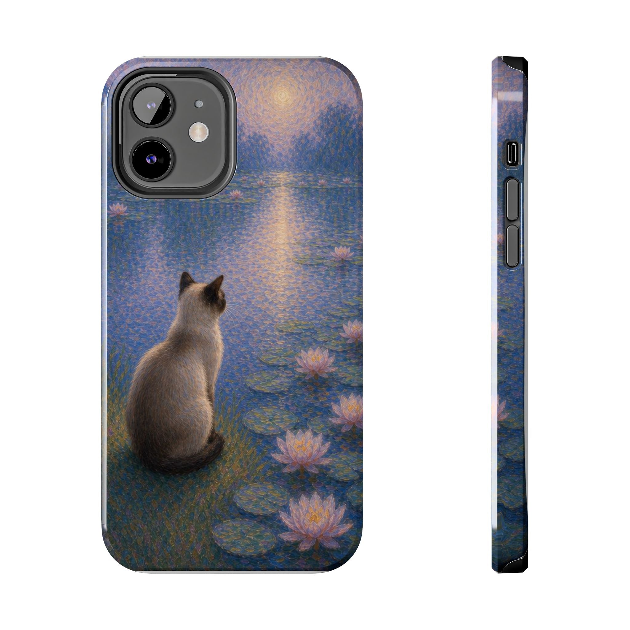 Siamese Cat by Moonlight Tough Phone Case – Waterlily Dream Protective Cover