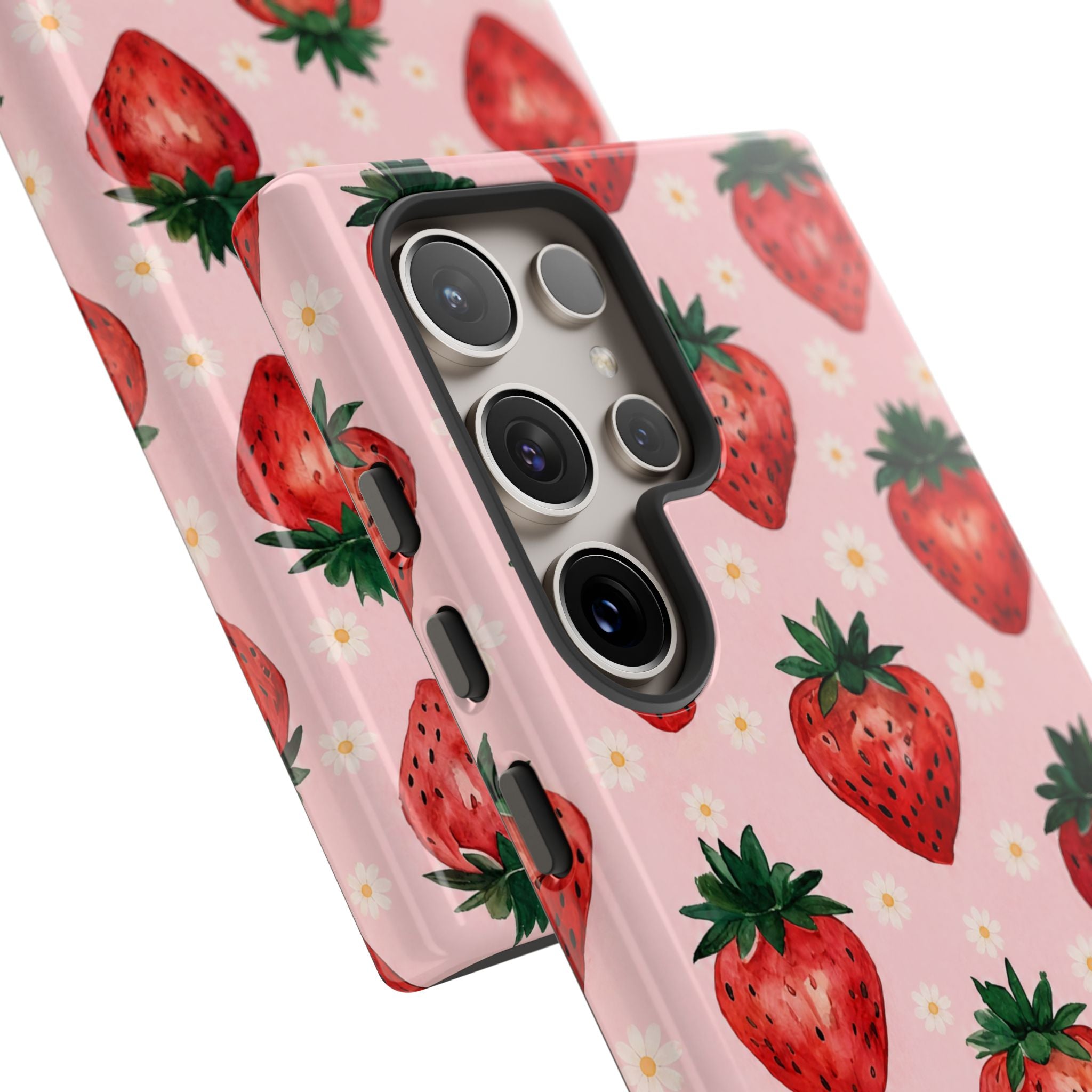 Strawberry Pattern Tough Case — Cute Pink Fruit Phone Case