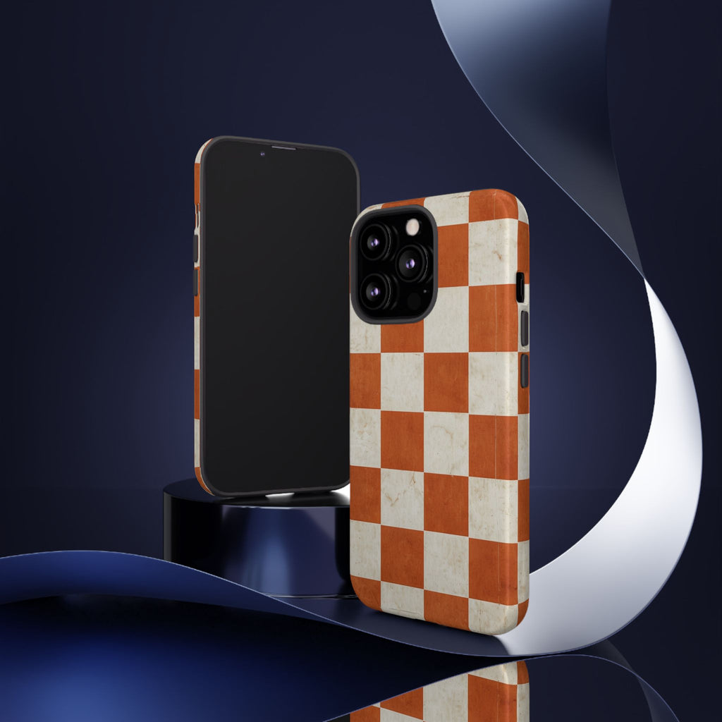 Vintage Orange Checkerboard Tough Phone Case