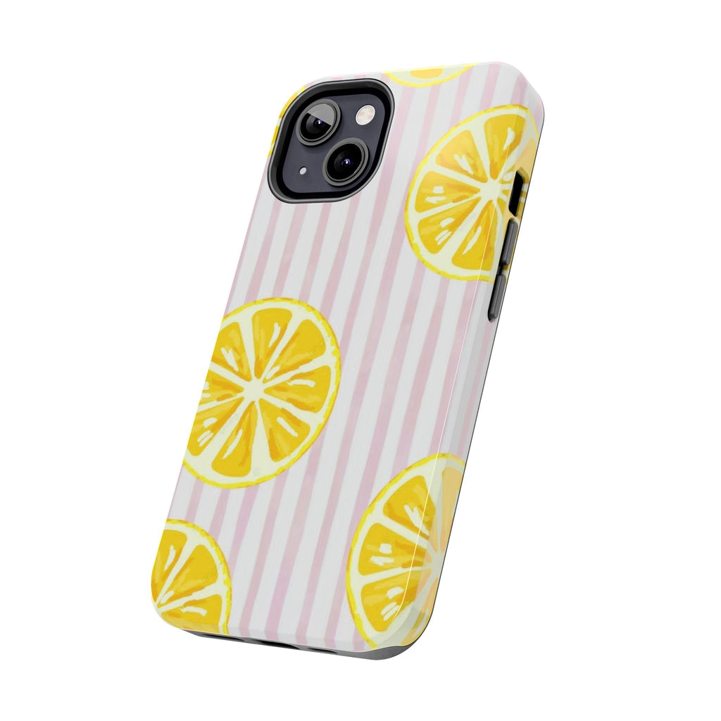 Lemon Slice Tough Phone Case — Pink Stripe Summer Protective Cover