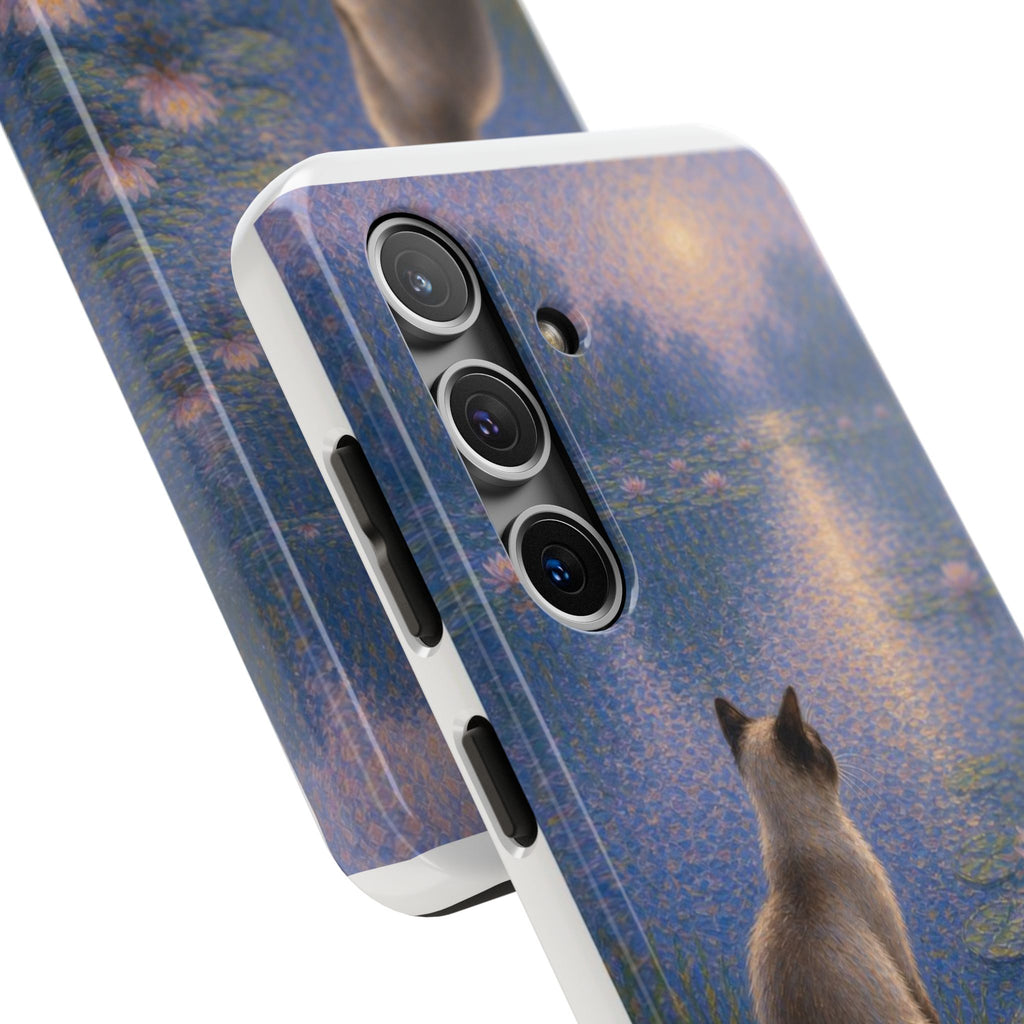 Siamese Cat by Moonlight Tough Phone Case – Waterlily Dream Protective Cover