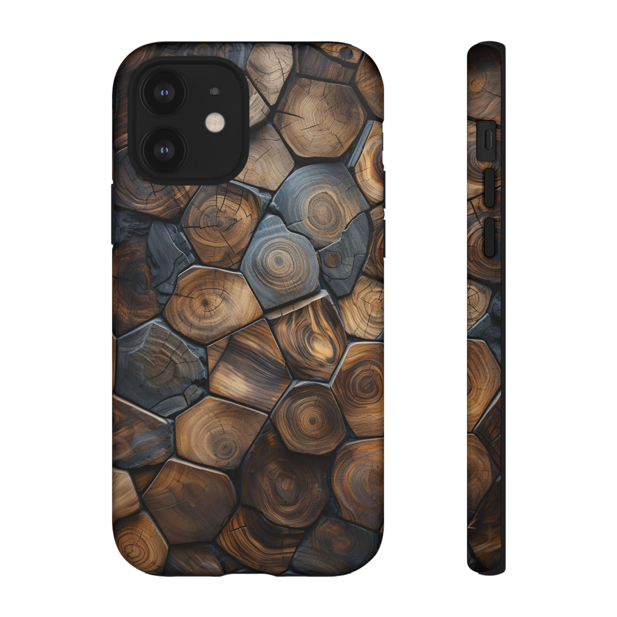 Wood Grain Hex Phone Case — Rustic Geometric iPhone Protection