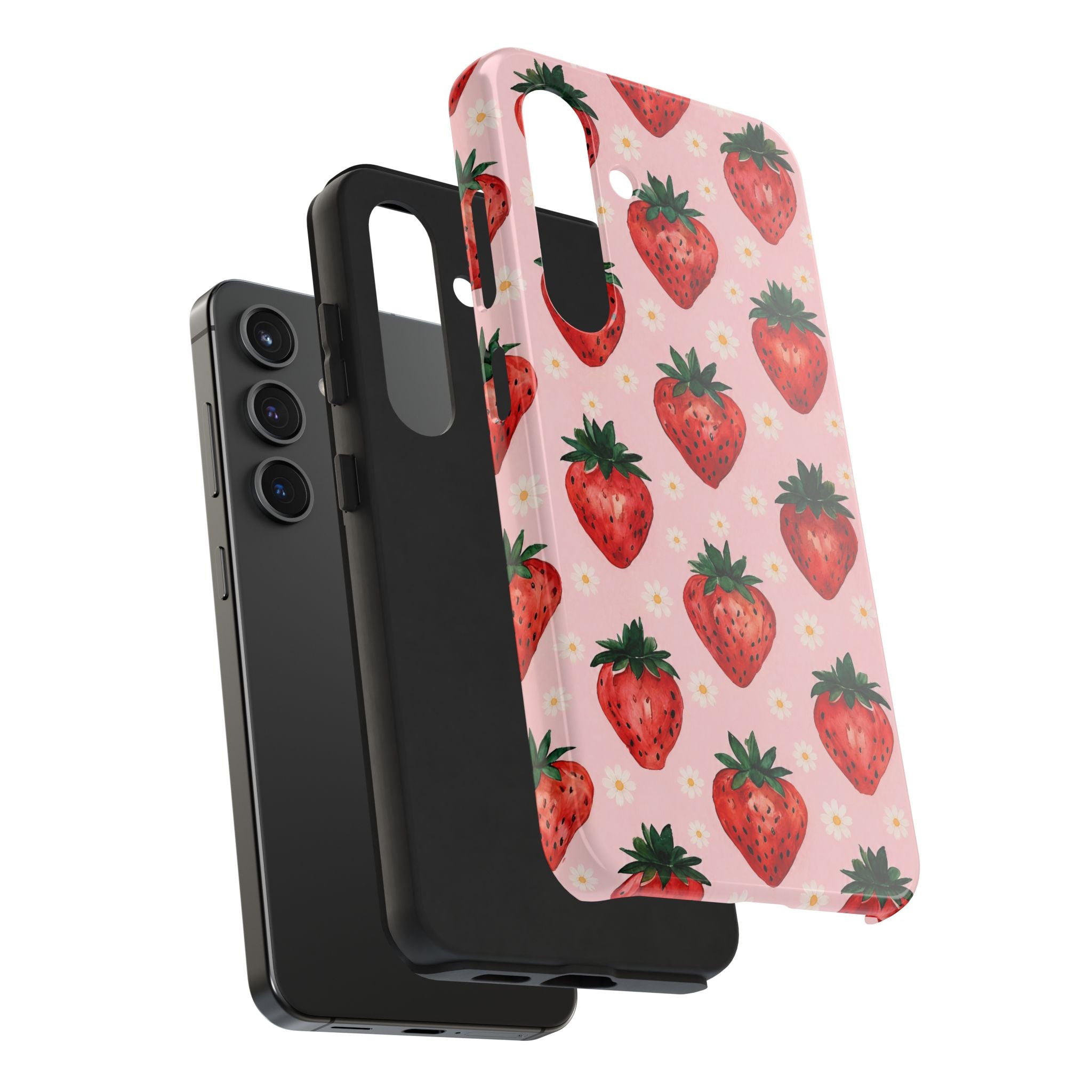 Strawberry Pattern Tough Phone Case — Cute Pink Fruit iPhone/Android Protection